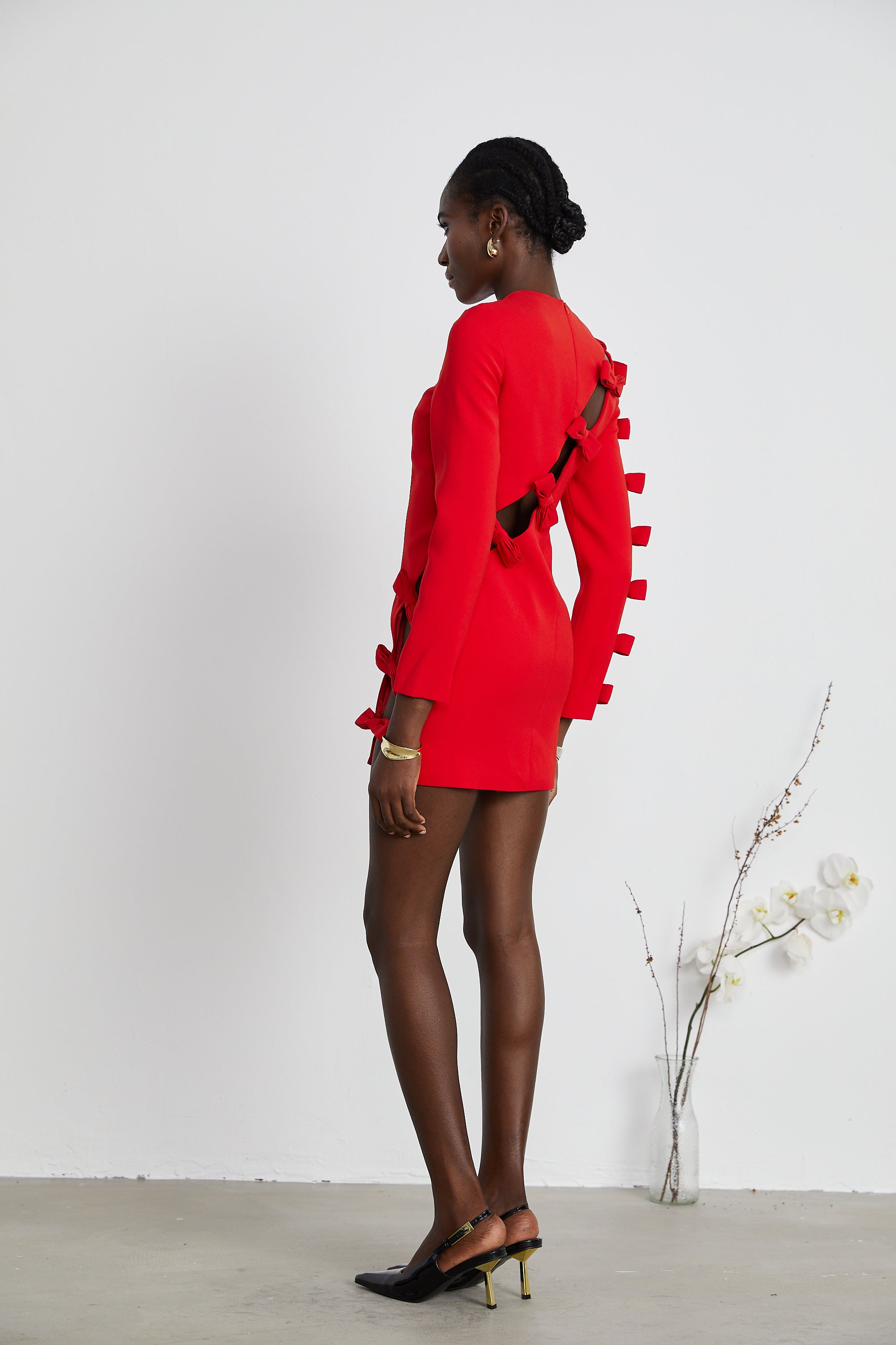 Sasha bow-detail cut-out dress (Final Sale-US Only)