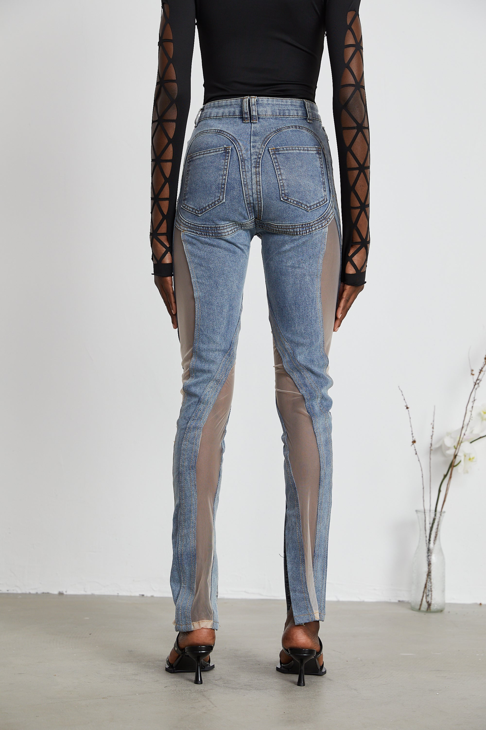 Aélis sheer-panelled jeans (Final Sale)