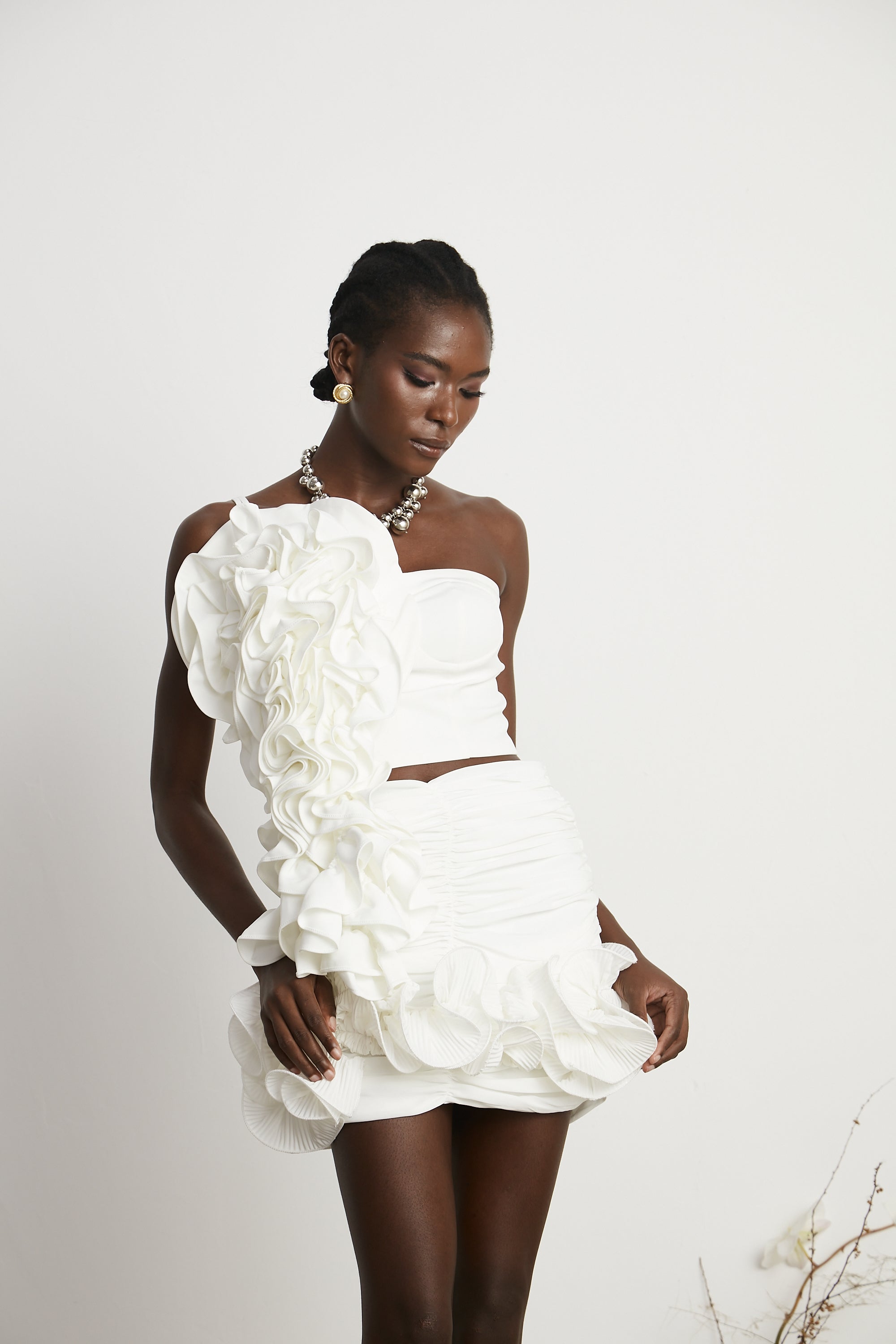 Sylvie ruched ruffled mini skirt (Final Sale)