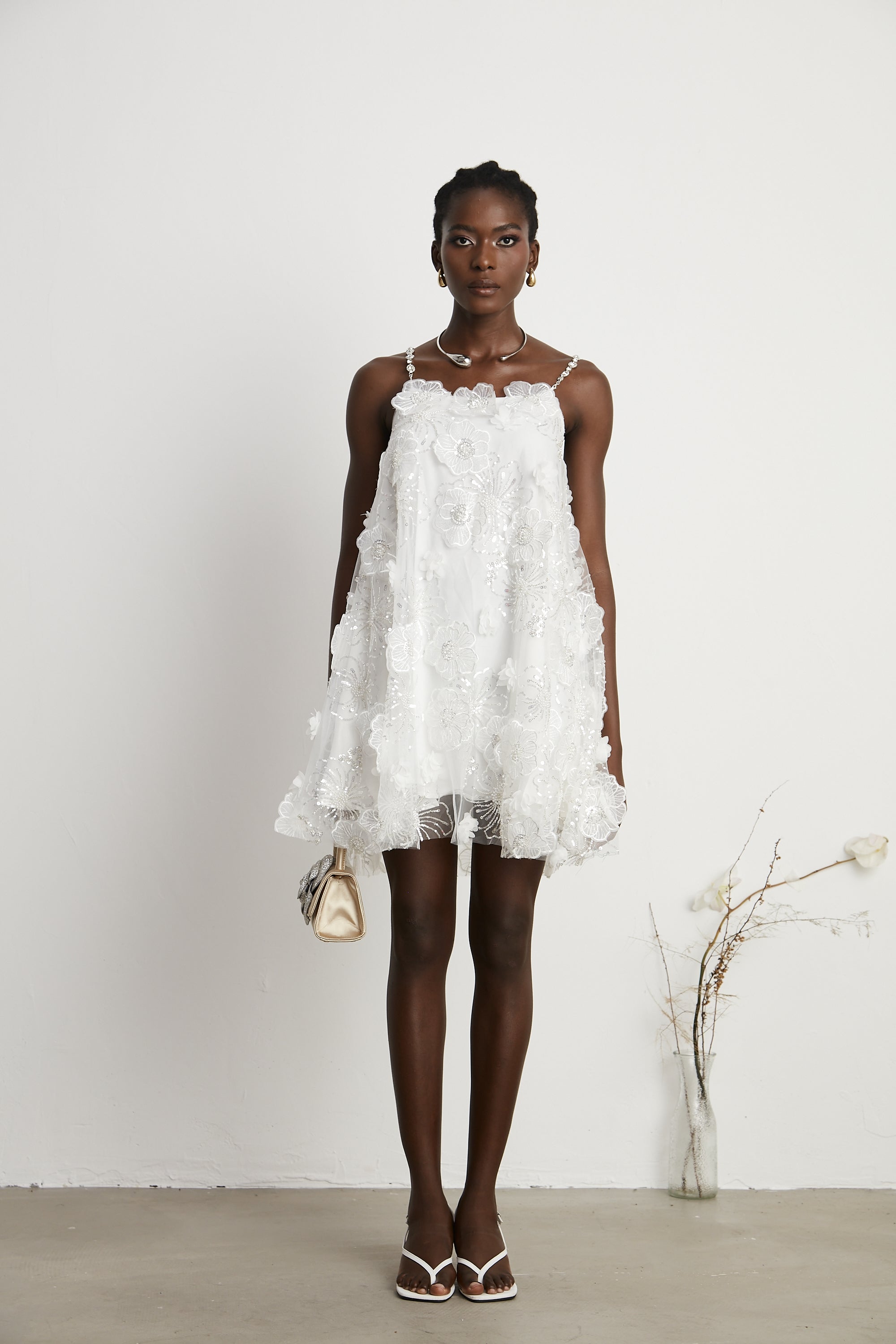 Suzette crystal-embellished floral mini dress (Final Sale-US Only)