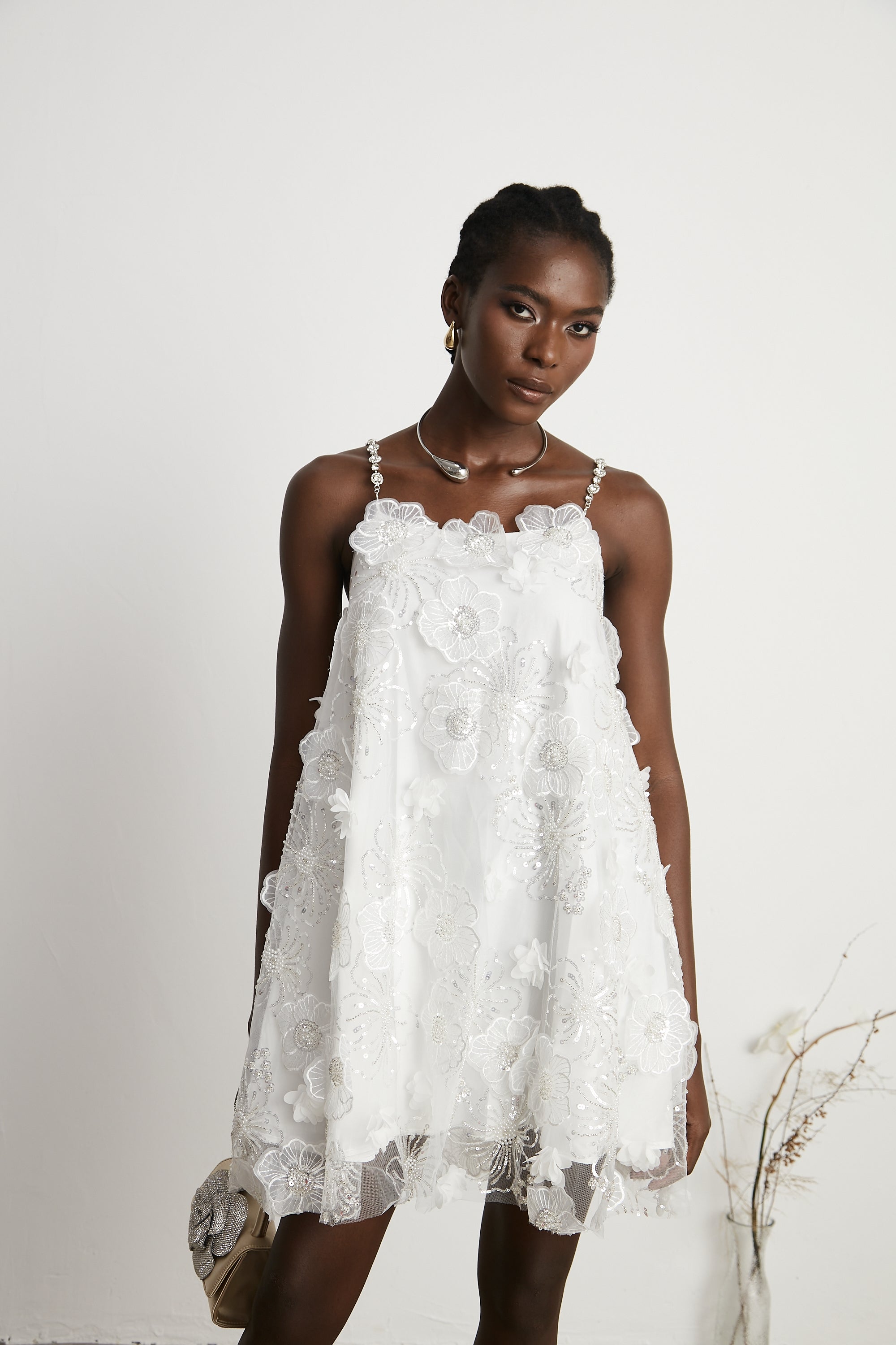 Suzette crystal-embellished floral mini dress (Final Sale-US Only)