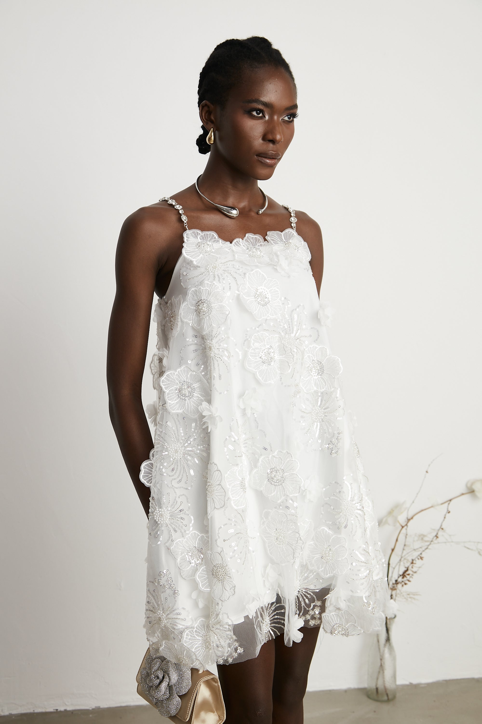 Suzette crystal-embellished floral mini dress (Final Sale-US Only)
