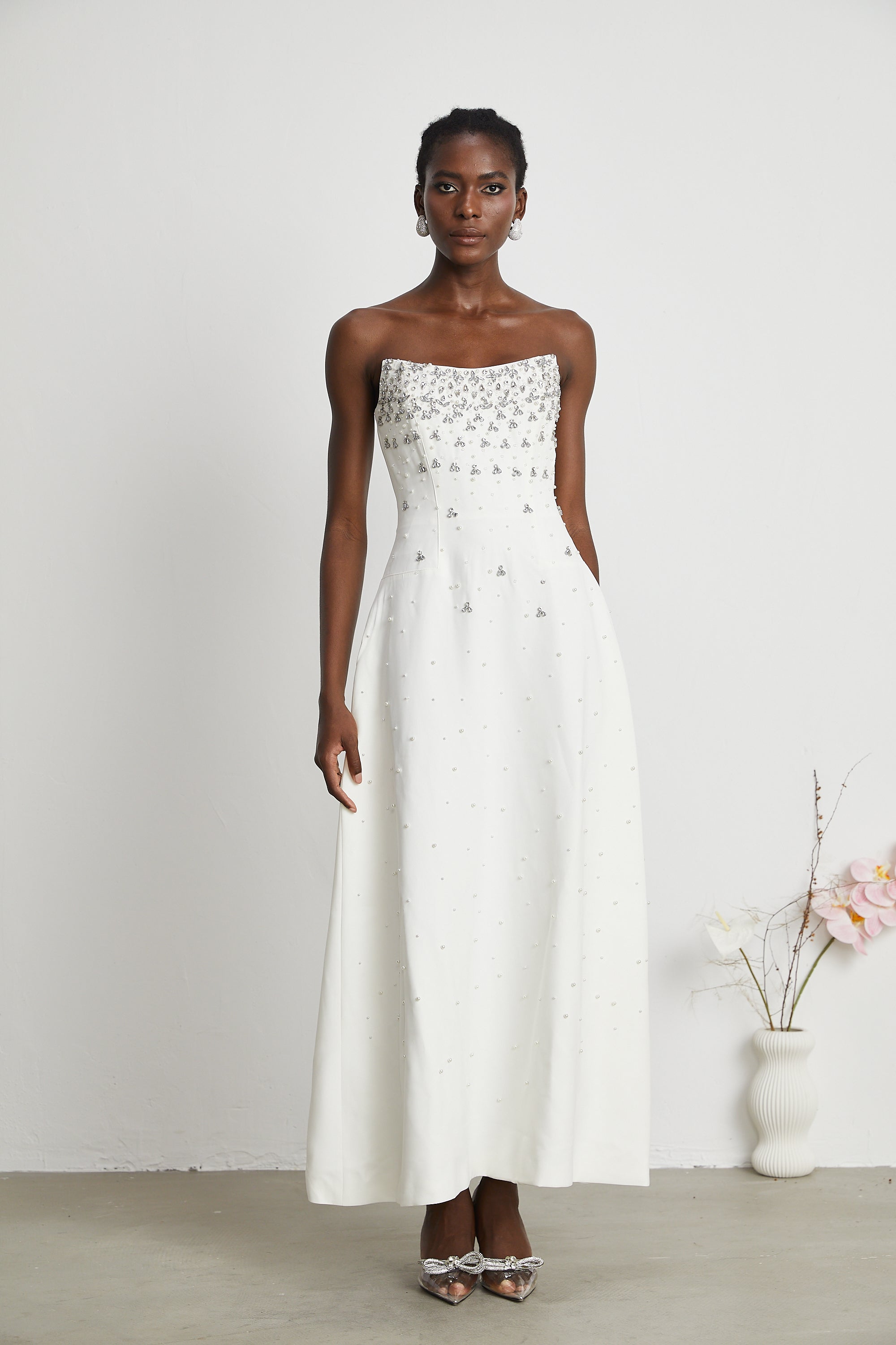 Melisande white embellished maxi dress (Final Sale-US Only)