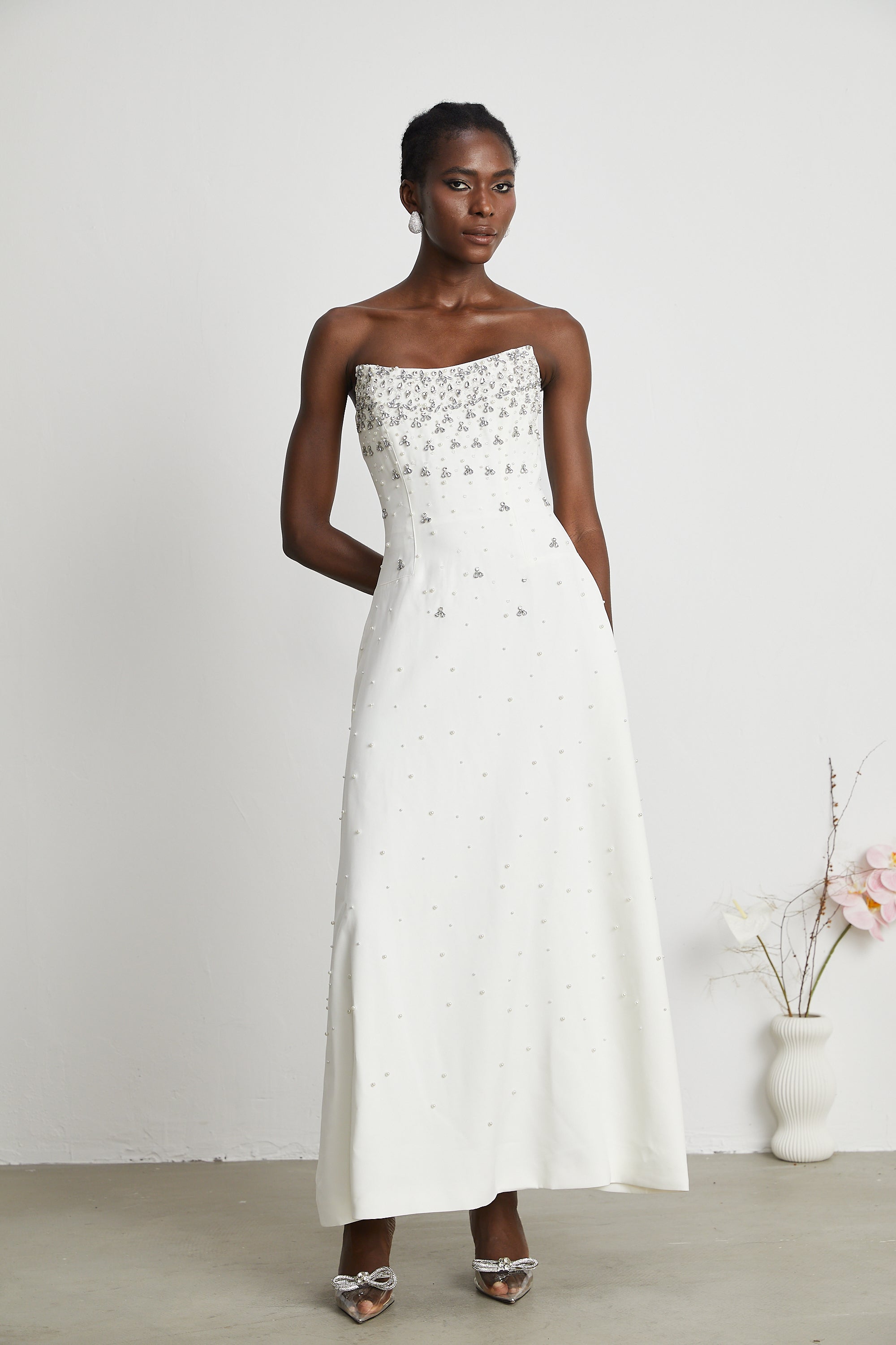 Melisande white embellished maxi dress (Final Sale-US Only)