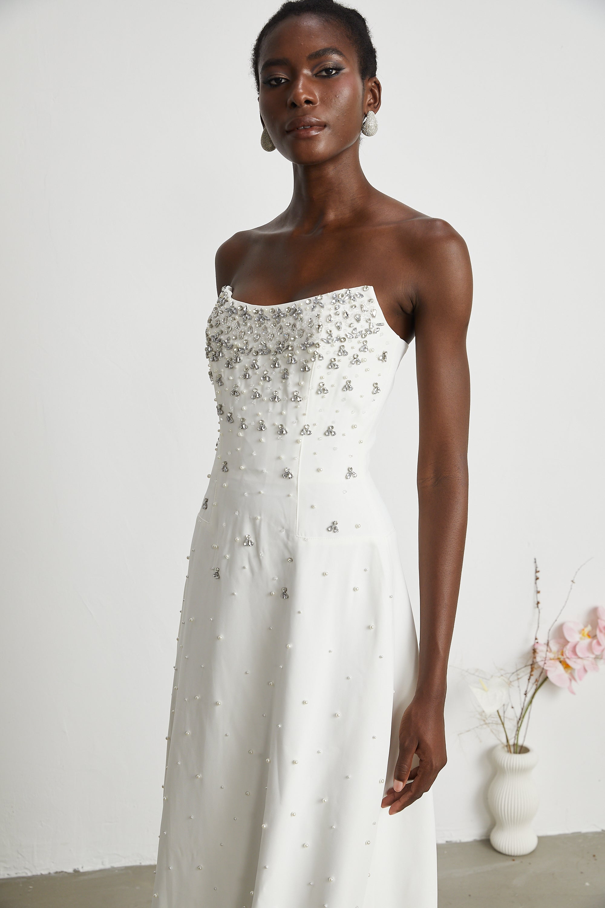 Melisande White Embellished Maxi Dress