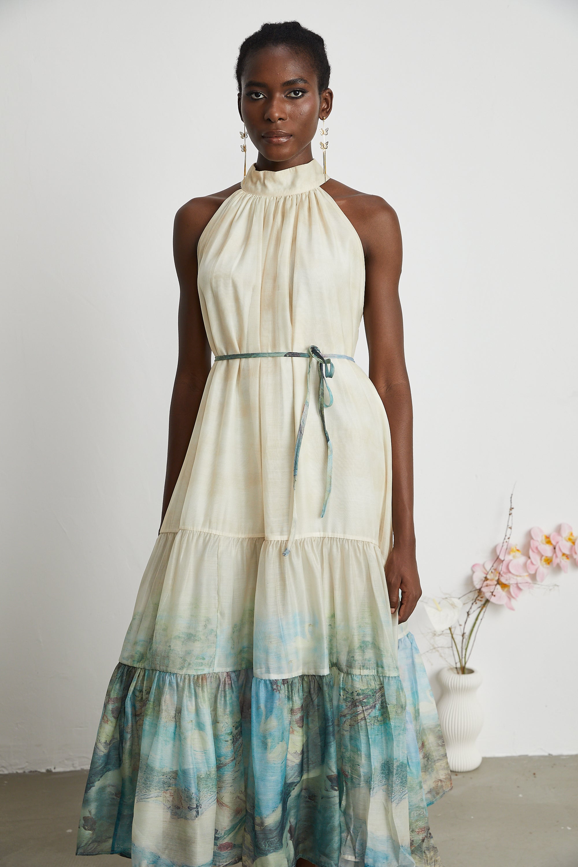 Delphine layered pattern-print midi dress (Final Sale)