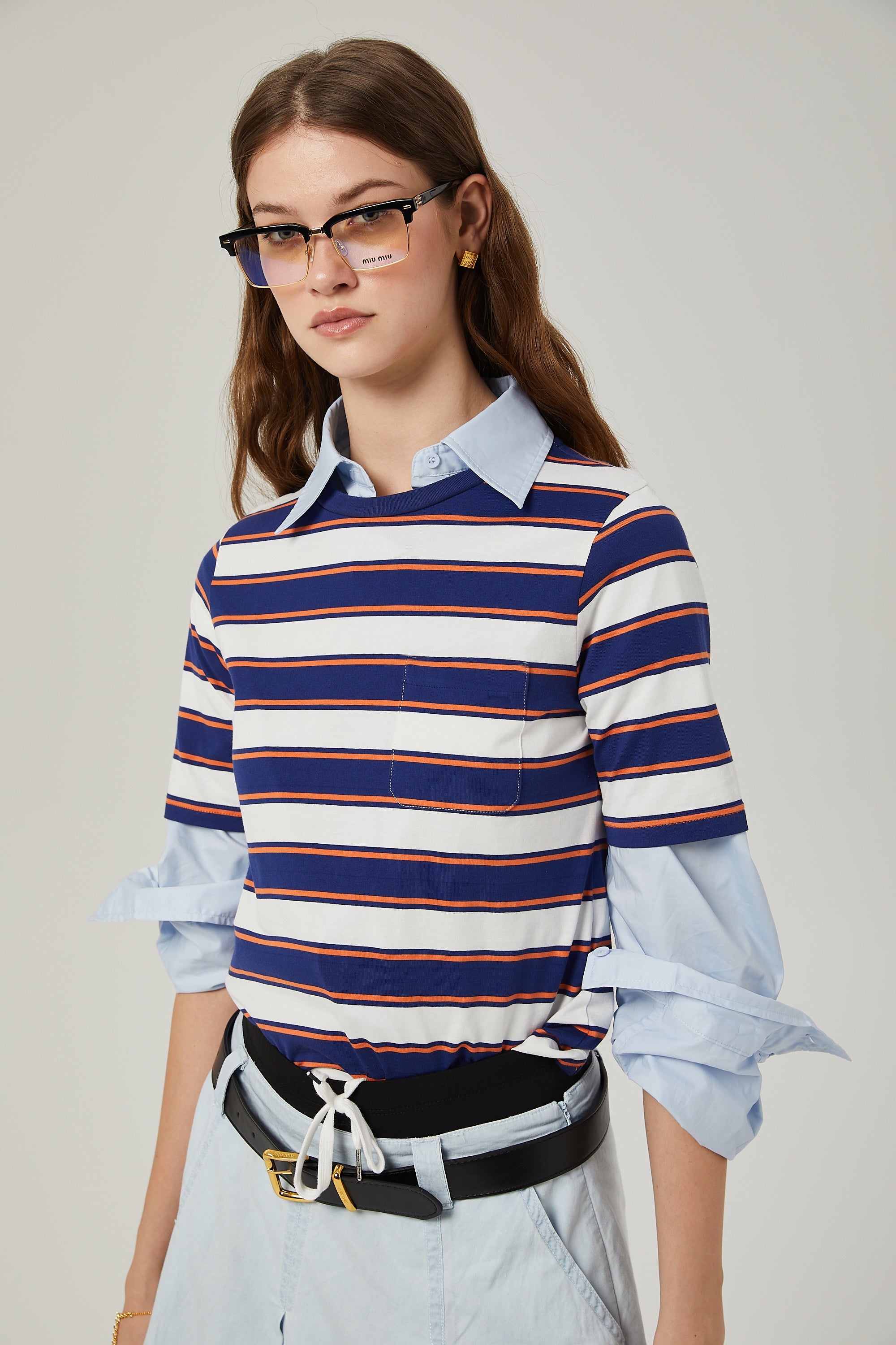 Jupe plissée en chambray Marina (Vente définitive - États-Unis uniquement)