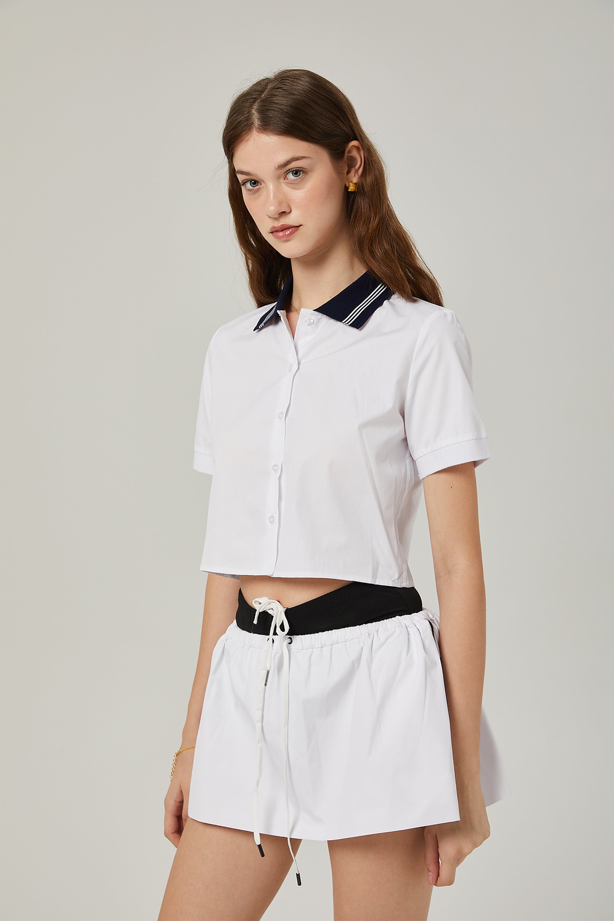 Sandrine color-block shirt & skirt matching set (Final Sale)