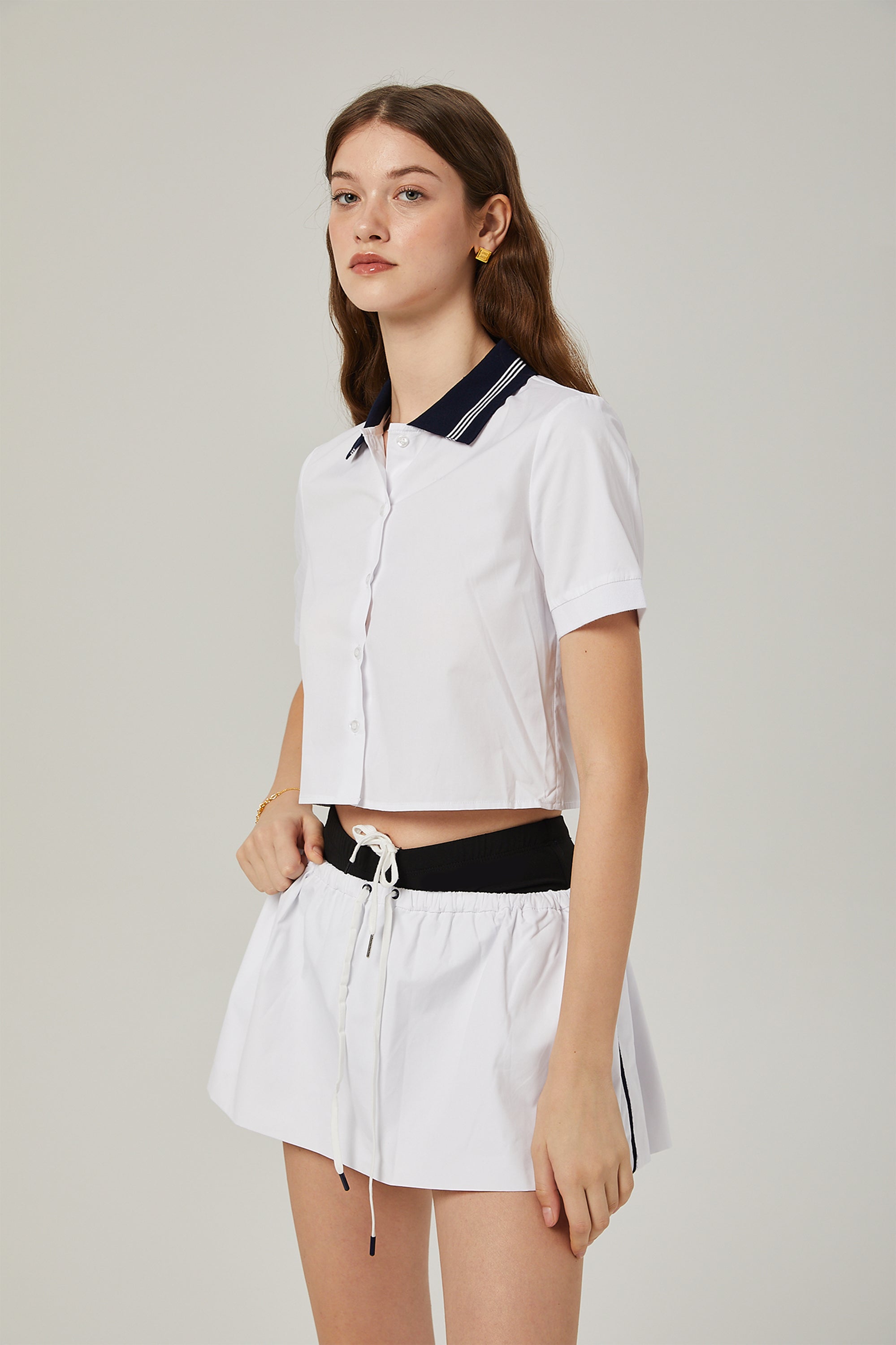 Sandrine color-block shirt & skirt matching set (Final Sale)
