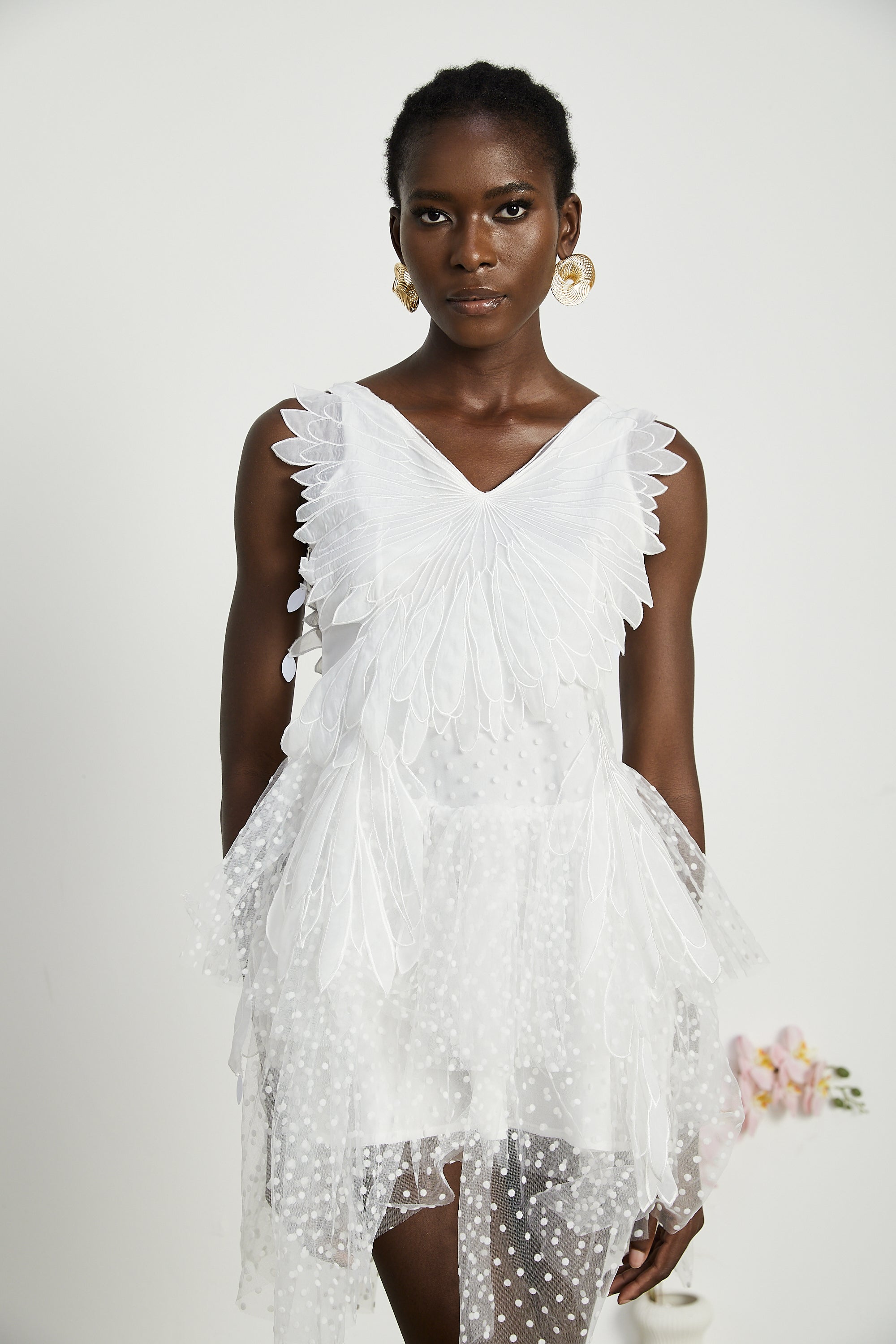 Françoise feather-embellished pleated mini dress (Final Sale)