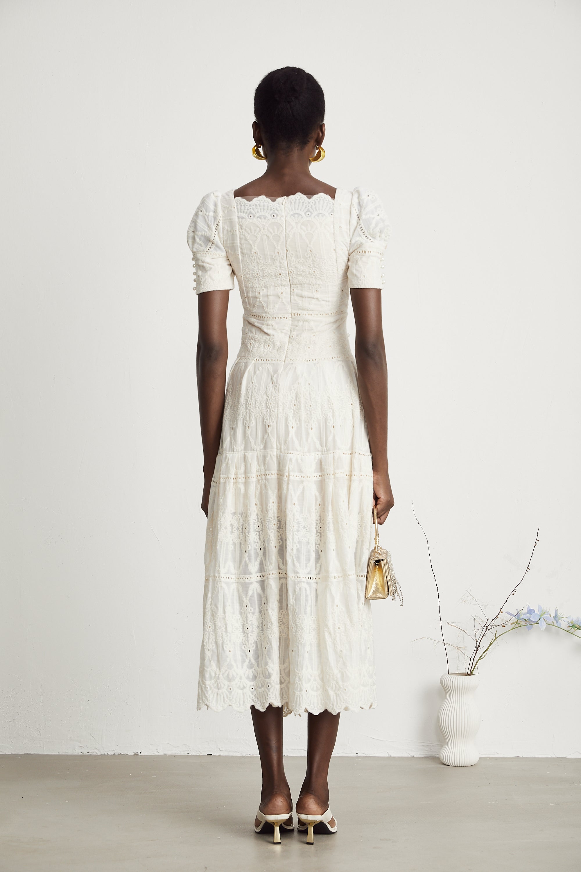 Anaïs faux-pearl embellished cut-out midi dress（Final Sale）