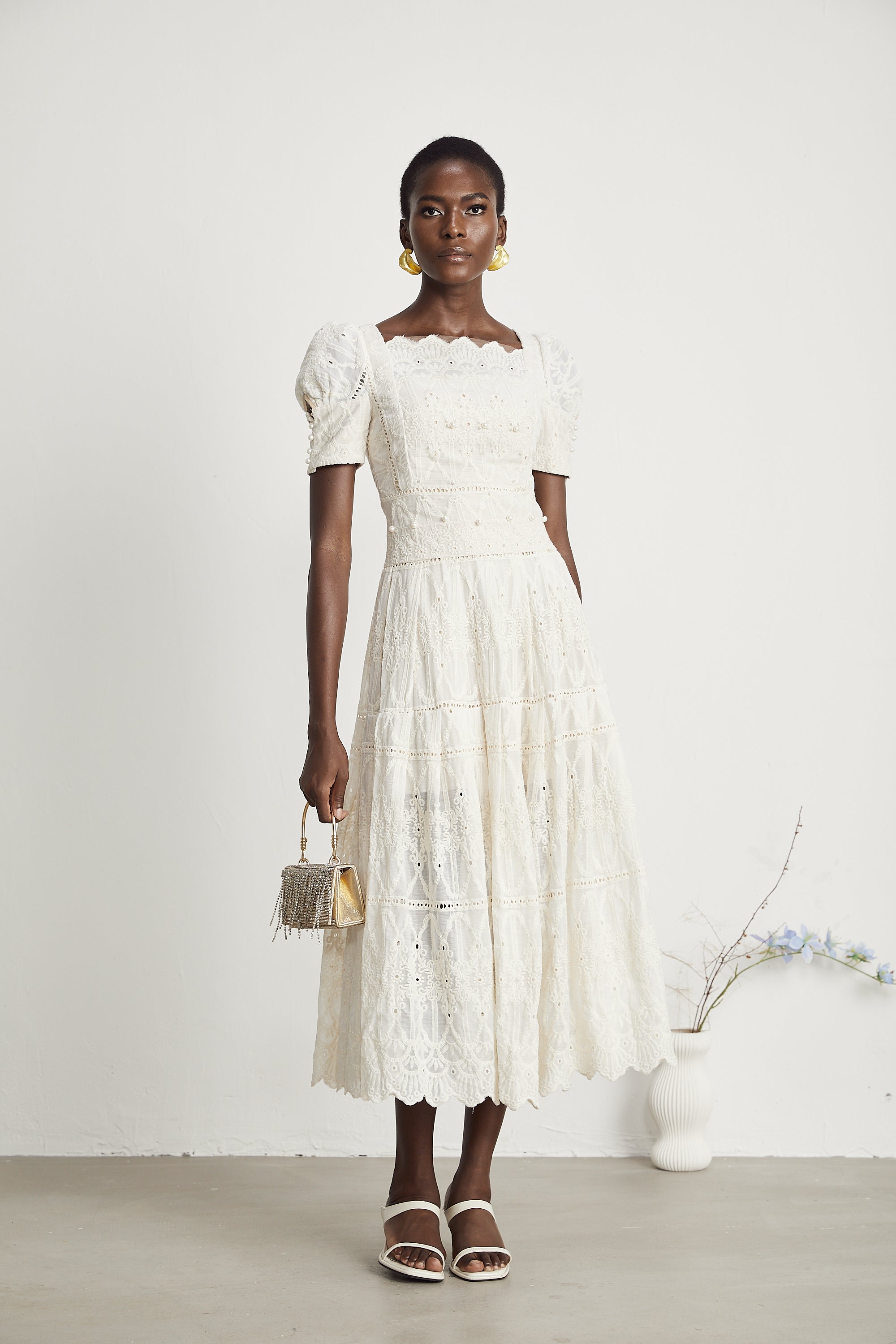 Anaïs faux-pearl embellished cut-out midi dress（Final Sale）