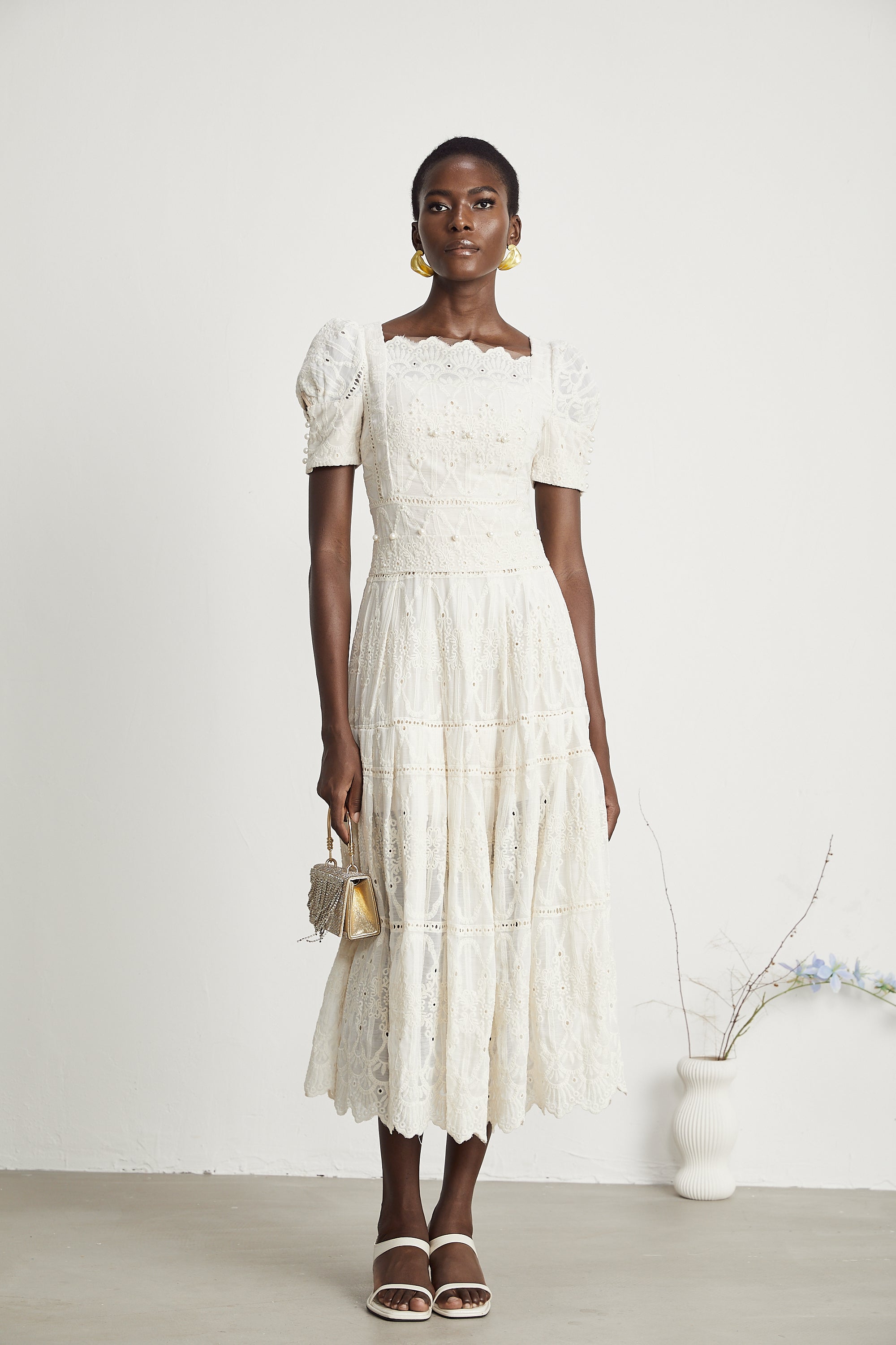 Anaïs faux-pearl embellished cut-out midi dress（Final Sale）
