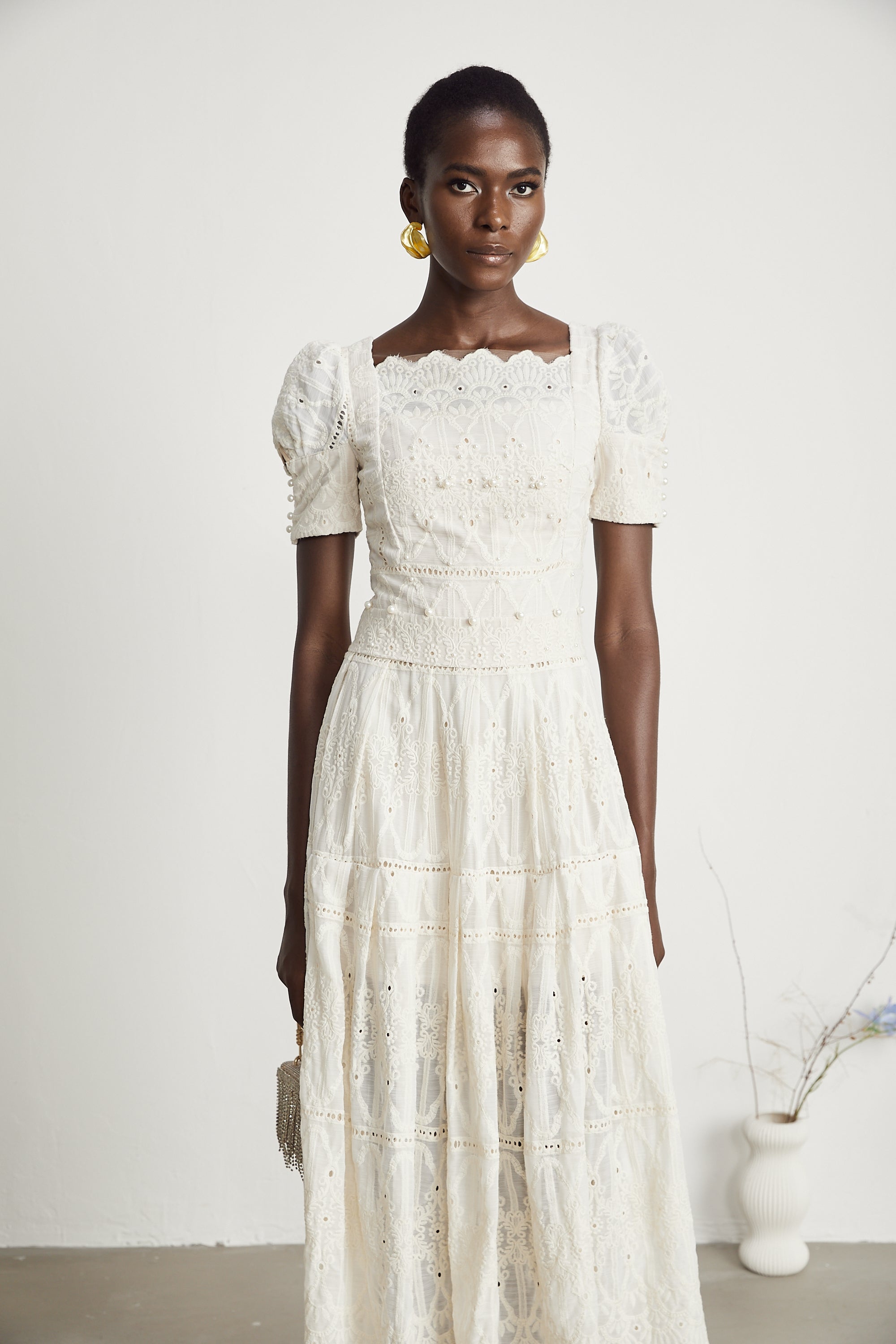 Anaïs faux-pearl embellished cut-out midi dress（Final Sale-US Only)