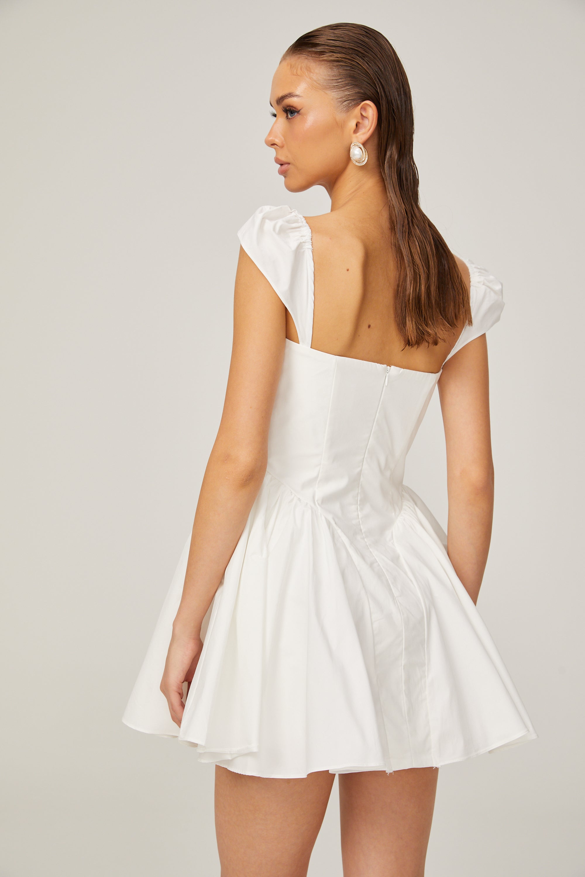 Julie white folded-neck bonded sleeveless mini dress (Final Sale-US Only)