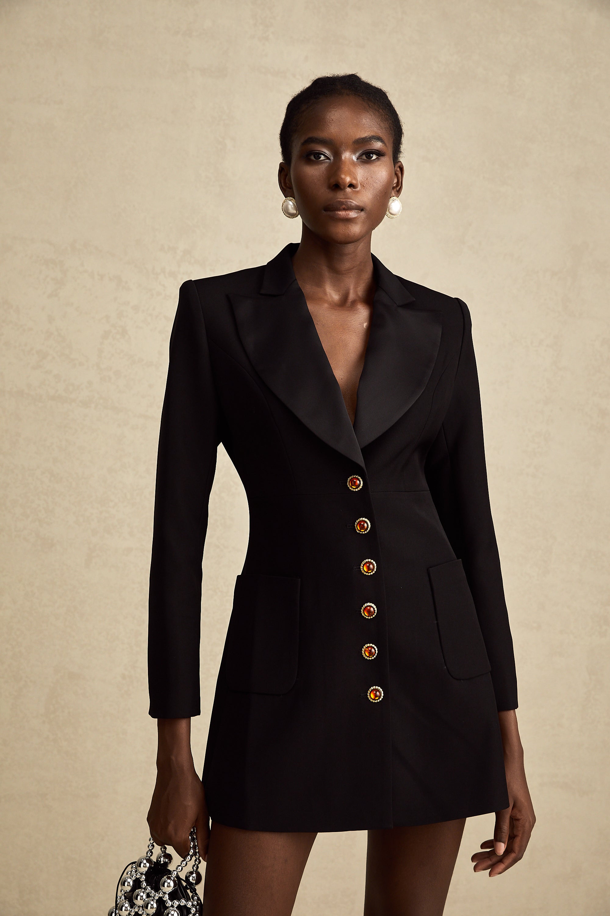 Aurore black single-breasted blazer dress (Final Sale)