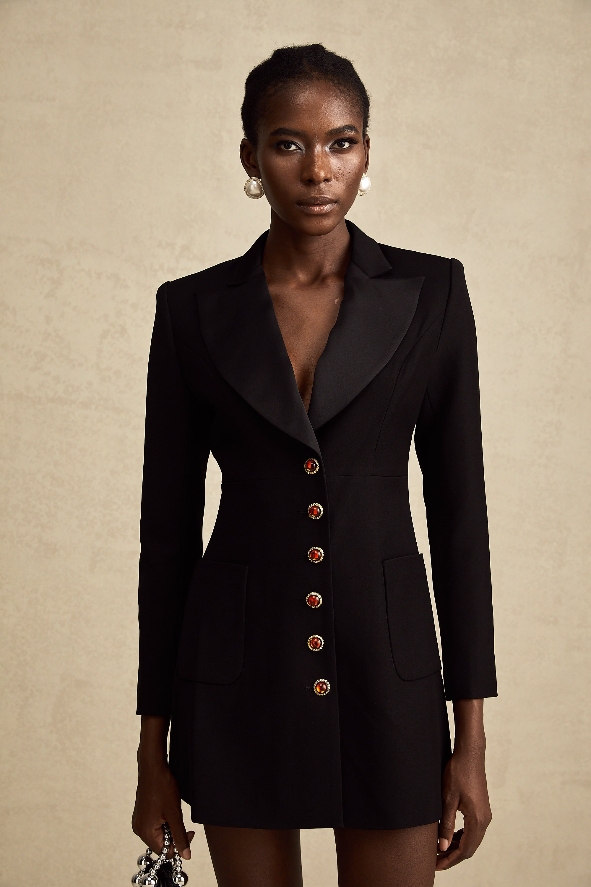 Aurore black single-breasted blazer dress (Final Sale)