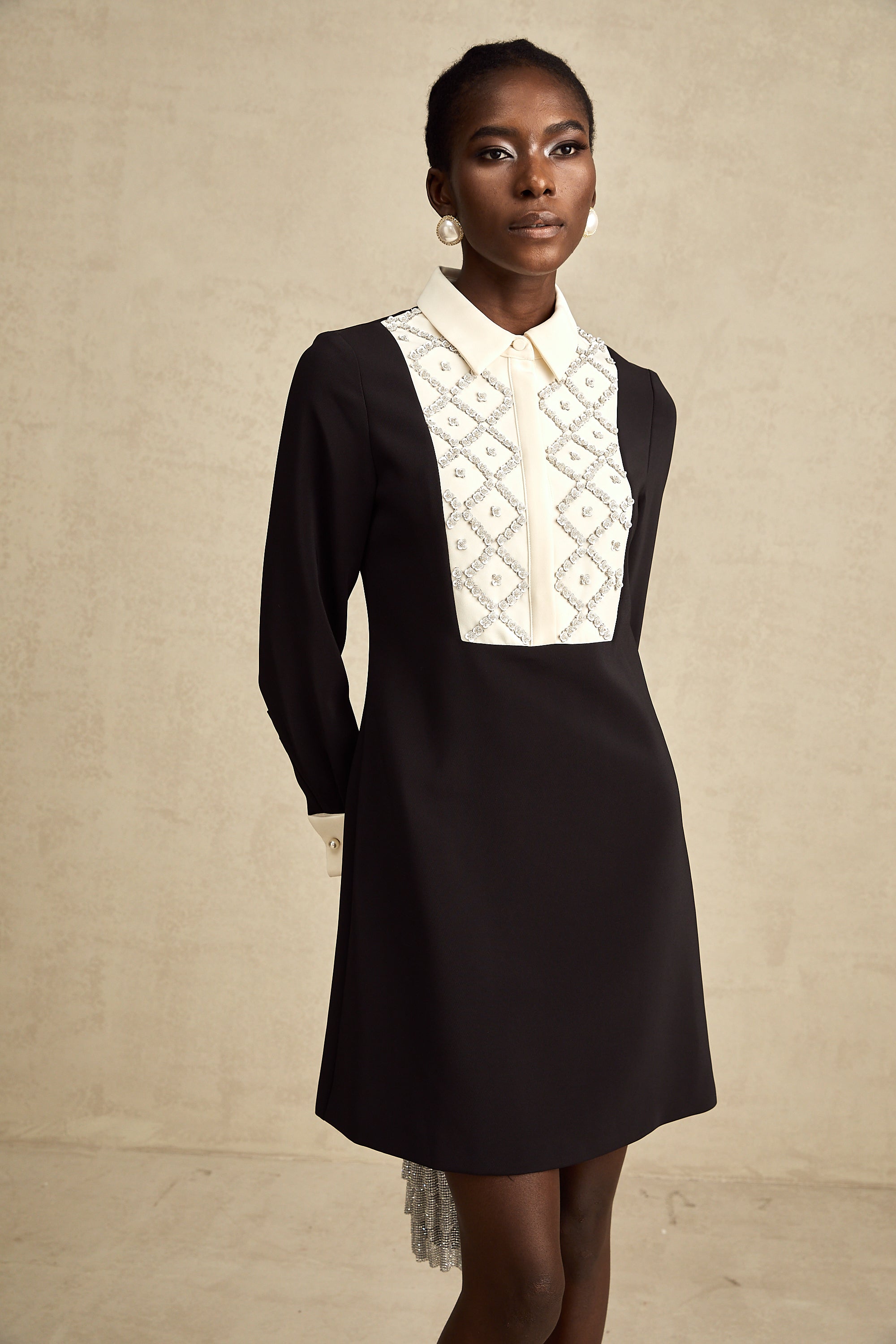 Esmée Two Tone Embellished Mini Dress (Final Sale)