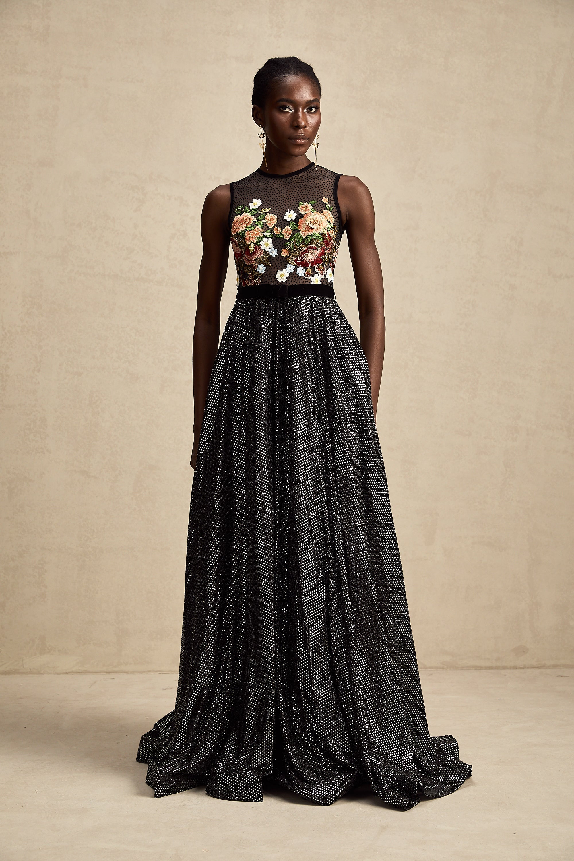 Agathe floral embroidered embellished maxi dress (Final Sale)