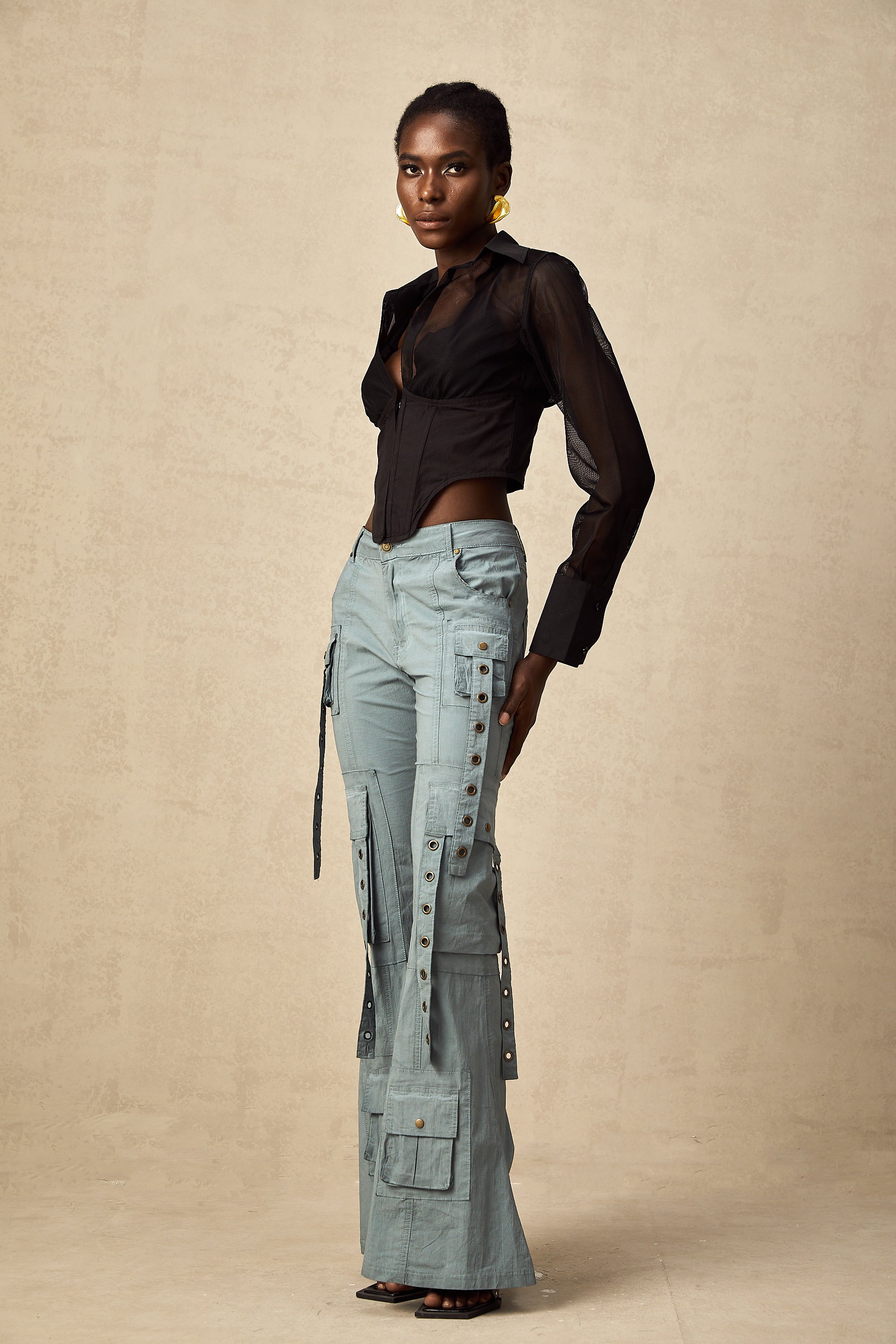 Mila belt-loop flared cargo trousers (Final Sale)