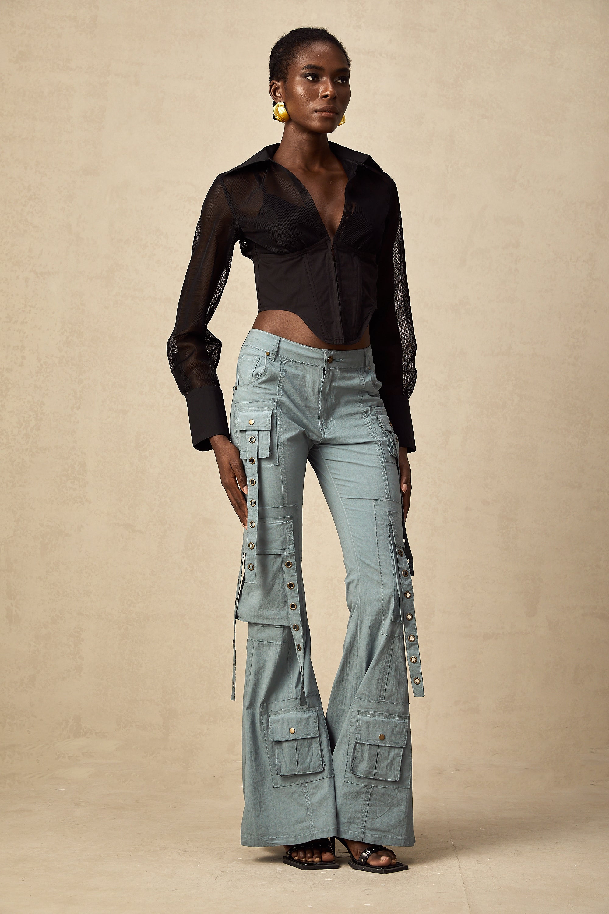 Mila belt-loop flared cargo trousers (Final Sale)