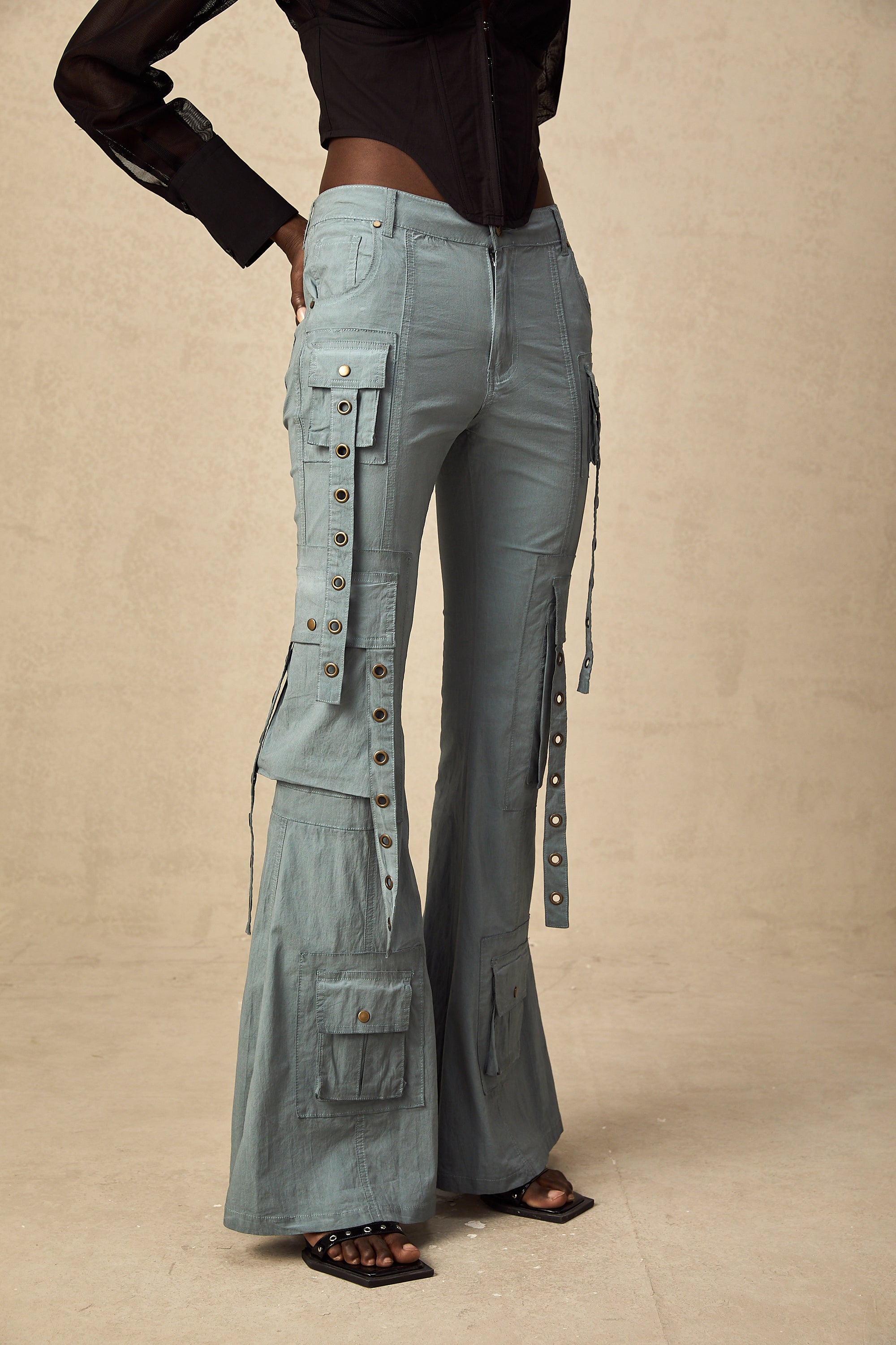 Mila belt-loop flared cargo trousers (Final Sale)