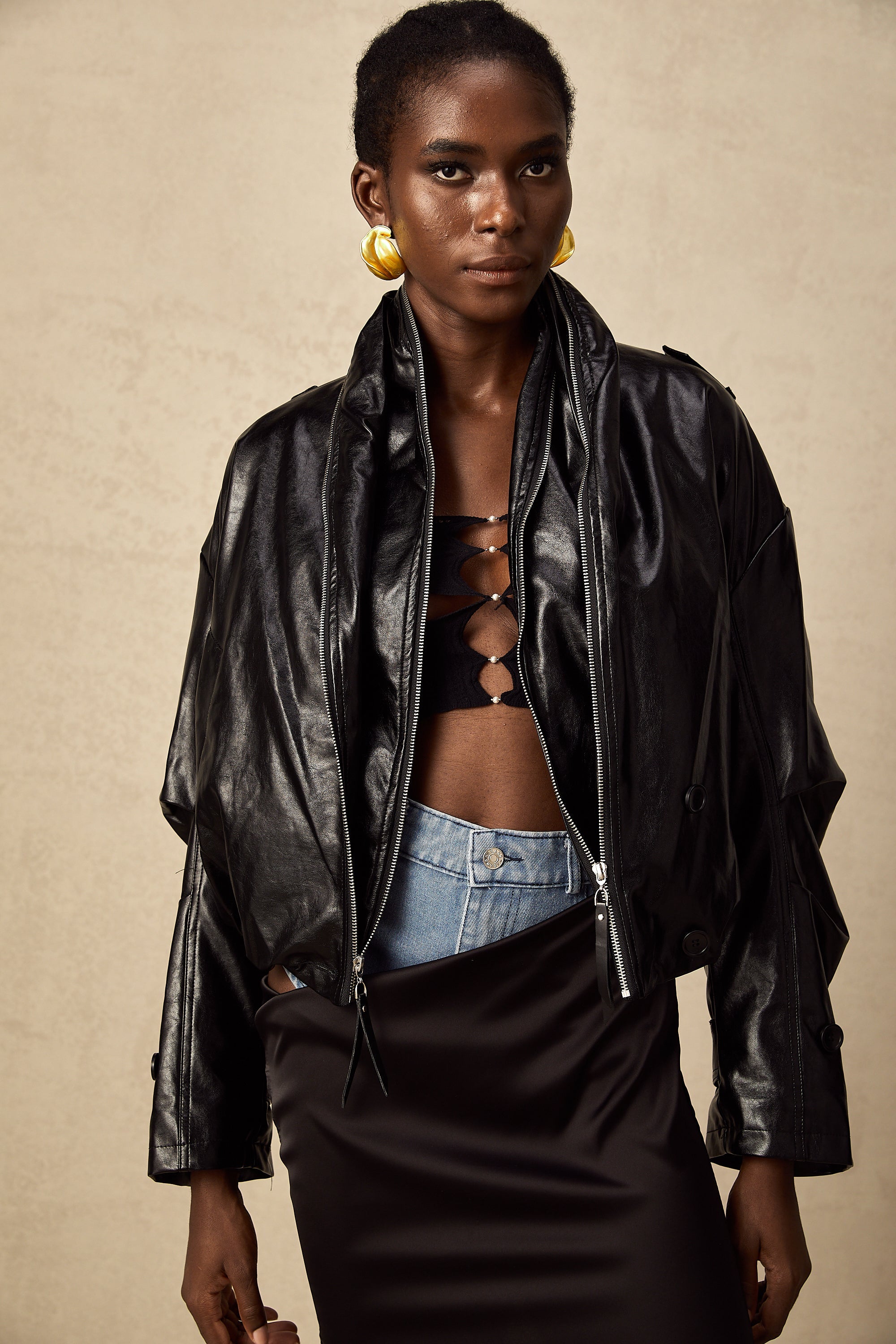 Virginie quilted cropped leather jacket (Final Sale)