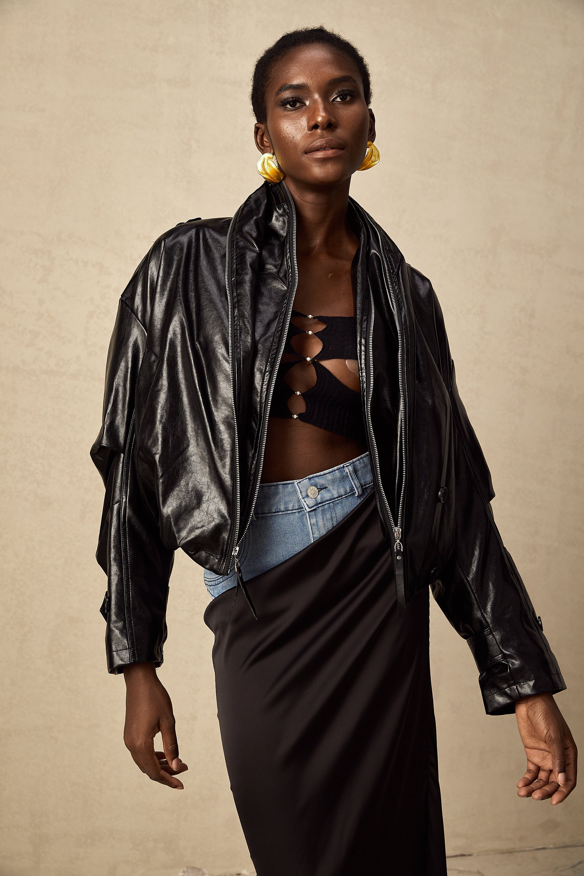 Virginie quilted cropped leather jacket (Final Sale)