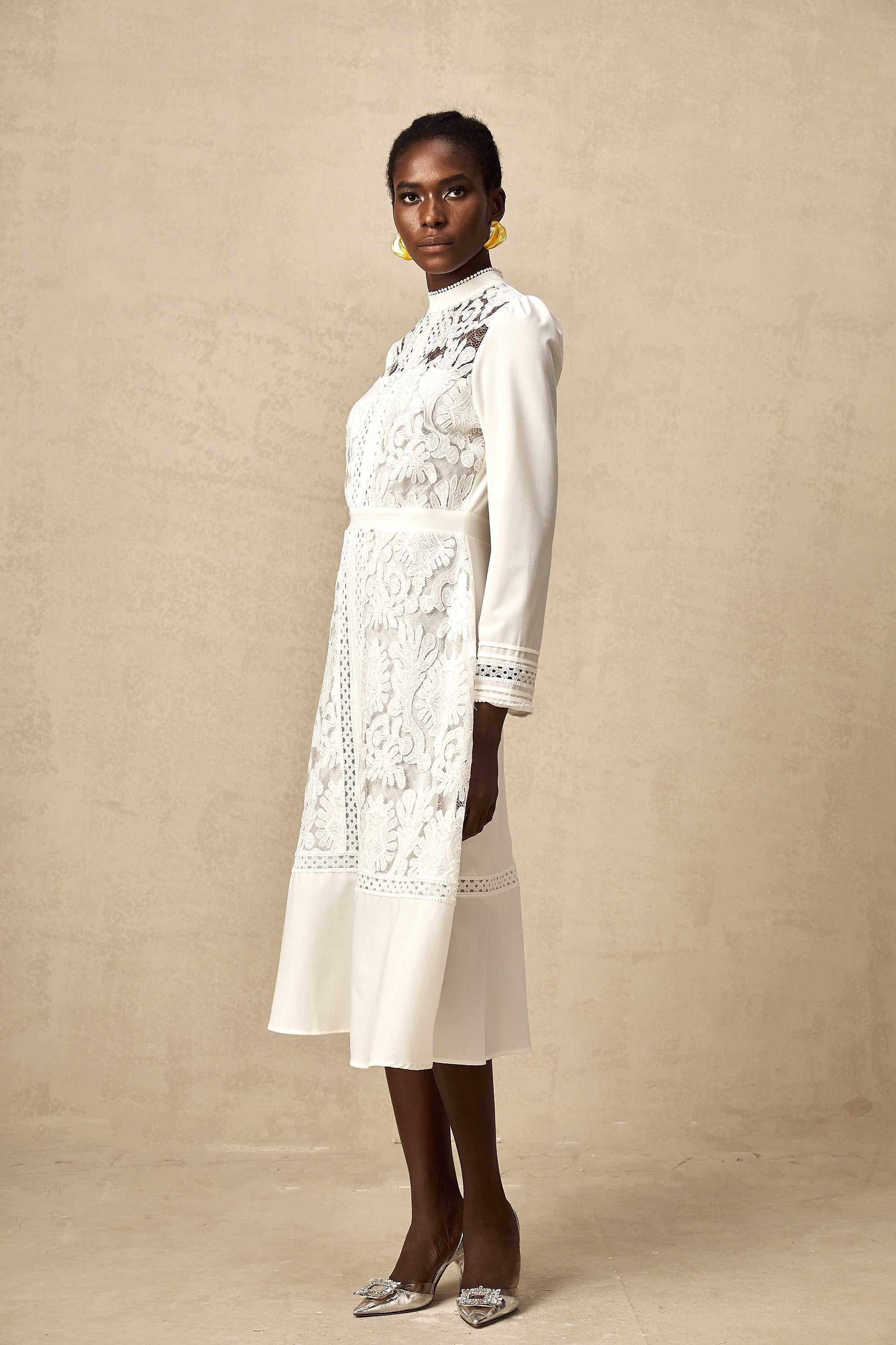 Madeleine white panelled embroidered midi dress (Final Sale-US Only)