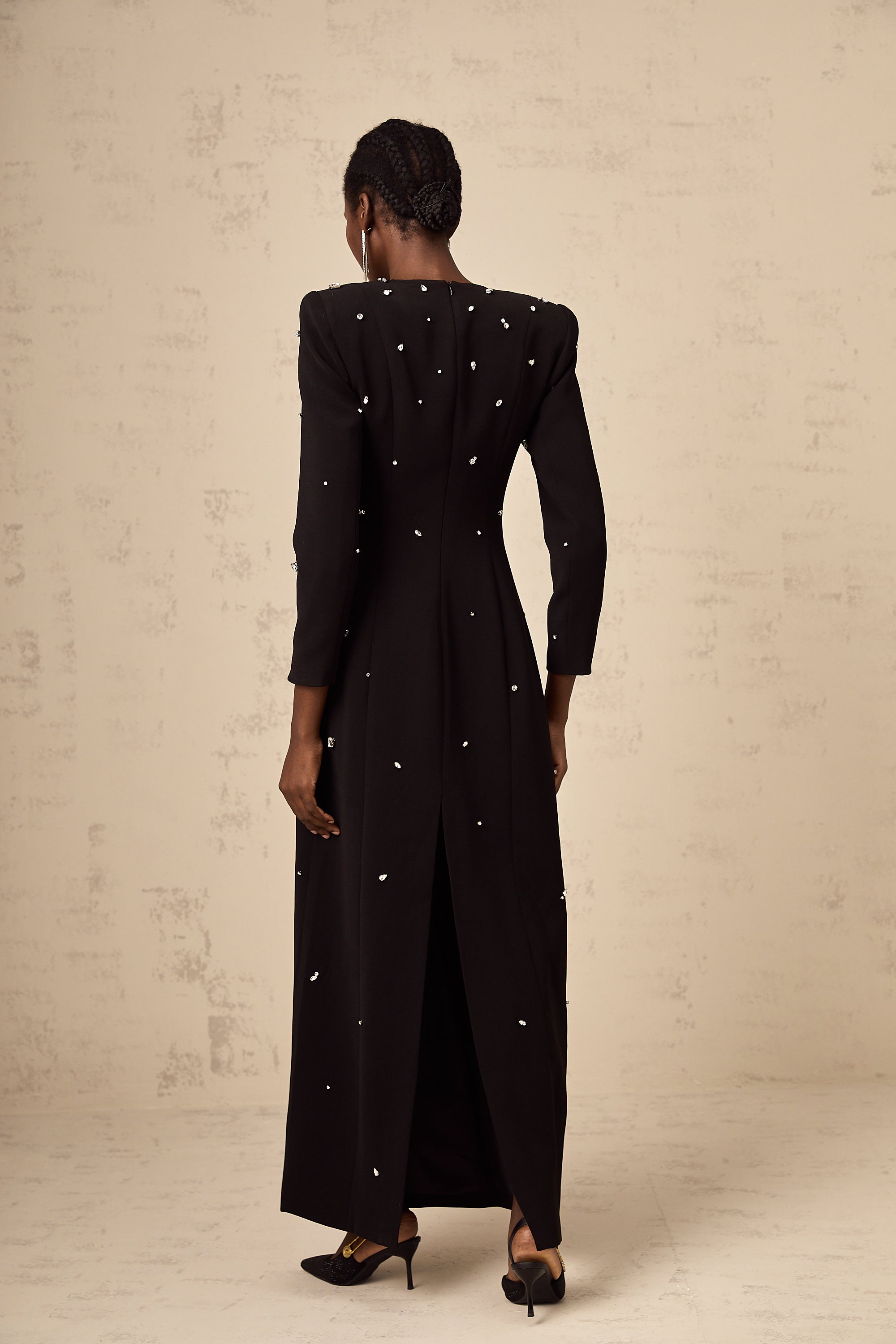 Imelda black crystal-embellished maxi dress (Final Sale)