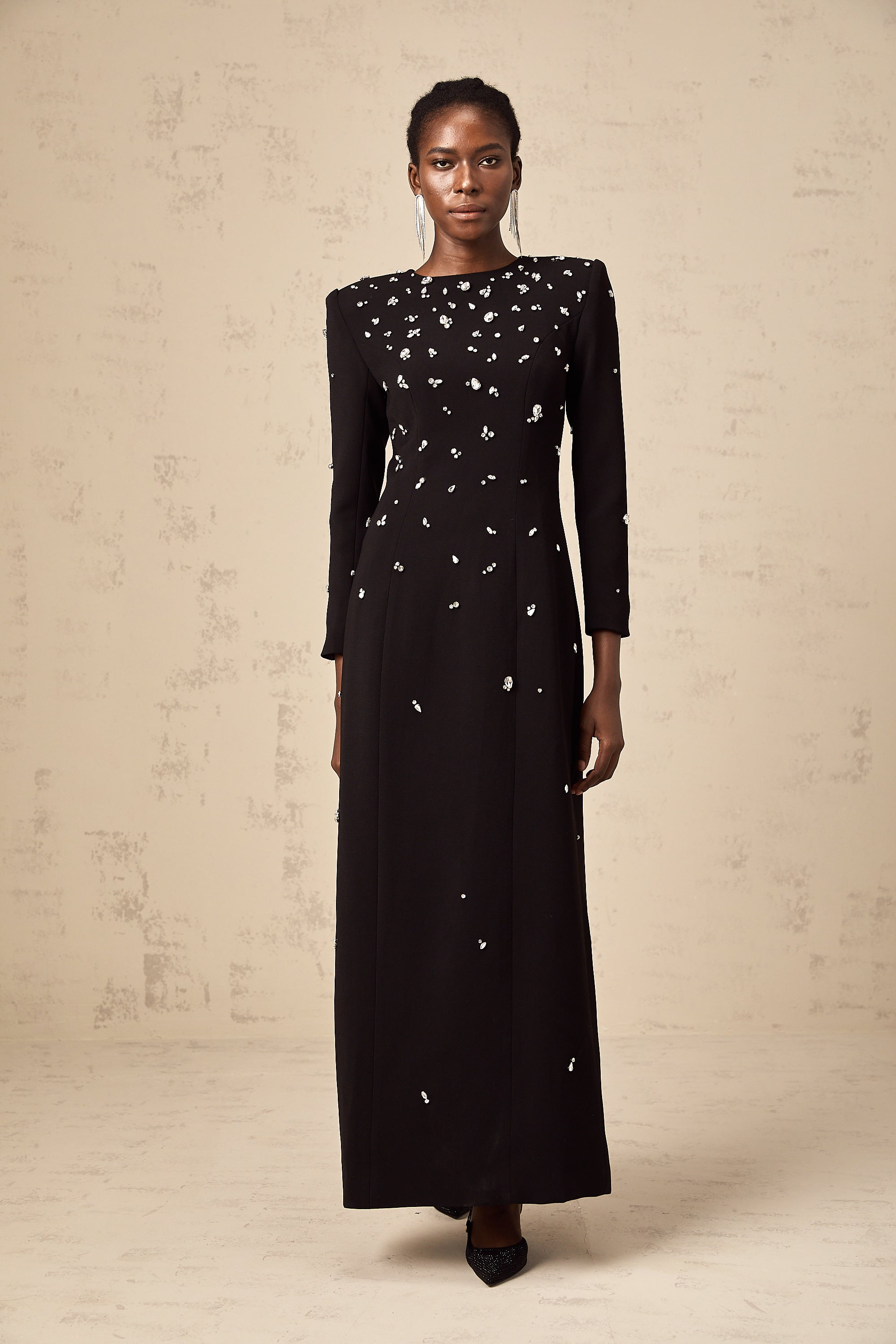 Imelda black crystal-embellished maxi dress (Final Sale)