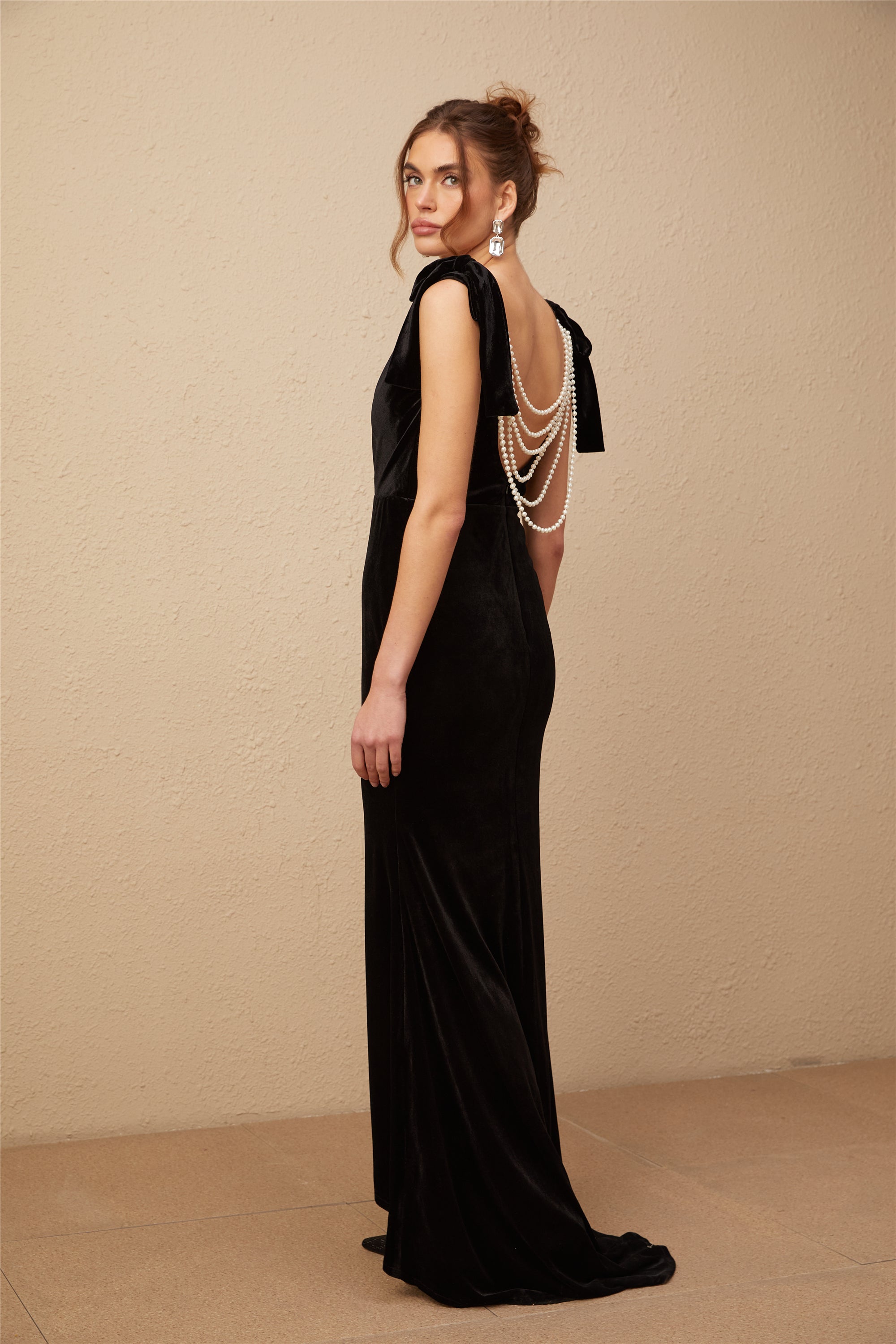 Audrey embellished velvet open-back maxi dress (Final Sale)