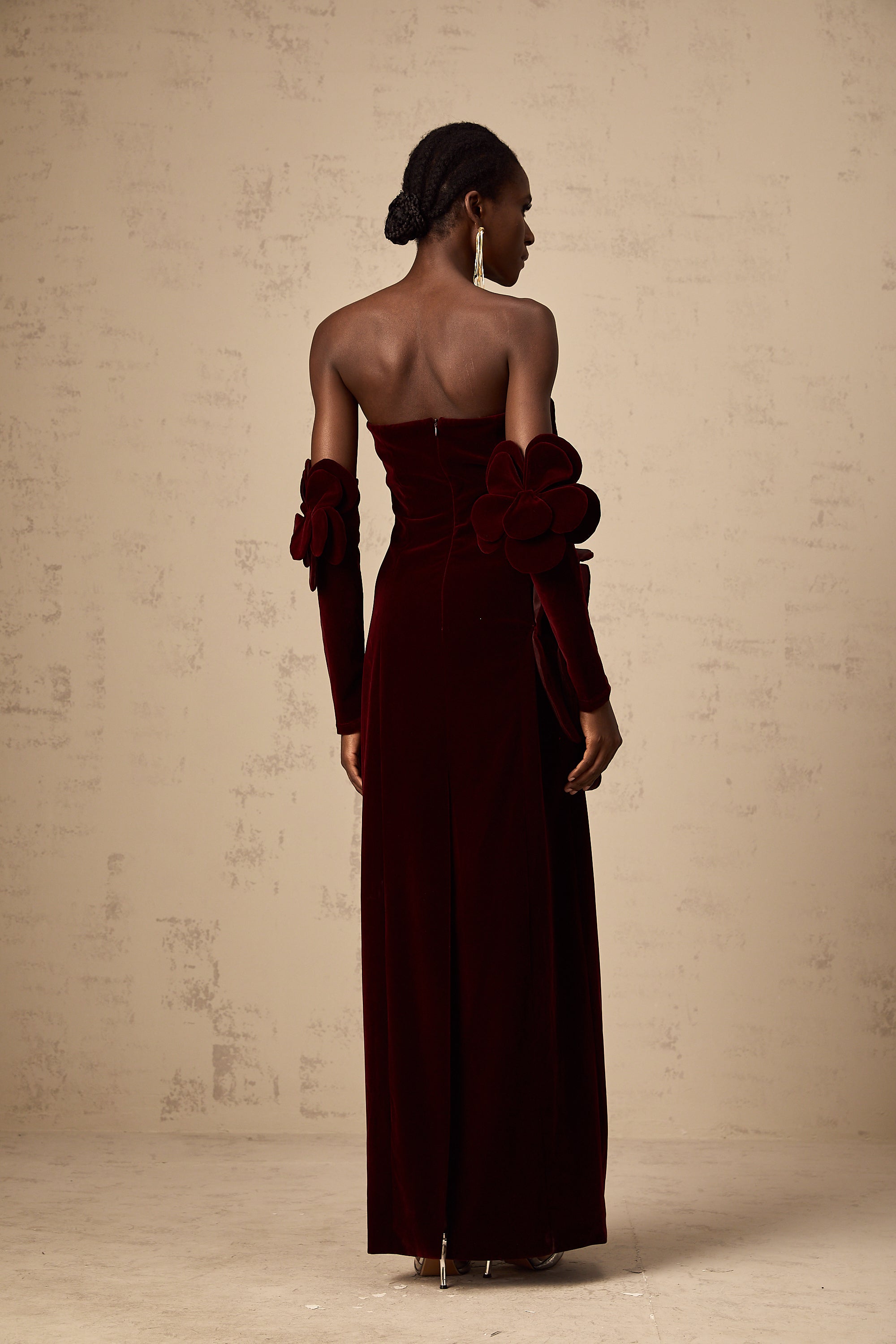 Azura Red Floral Appliqué Maxi Dress (Final Sale)