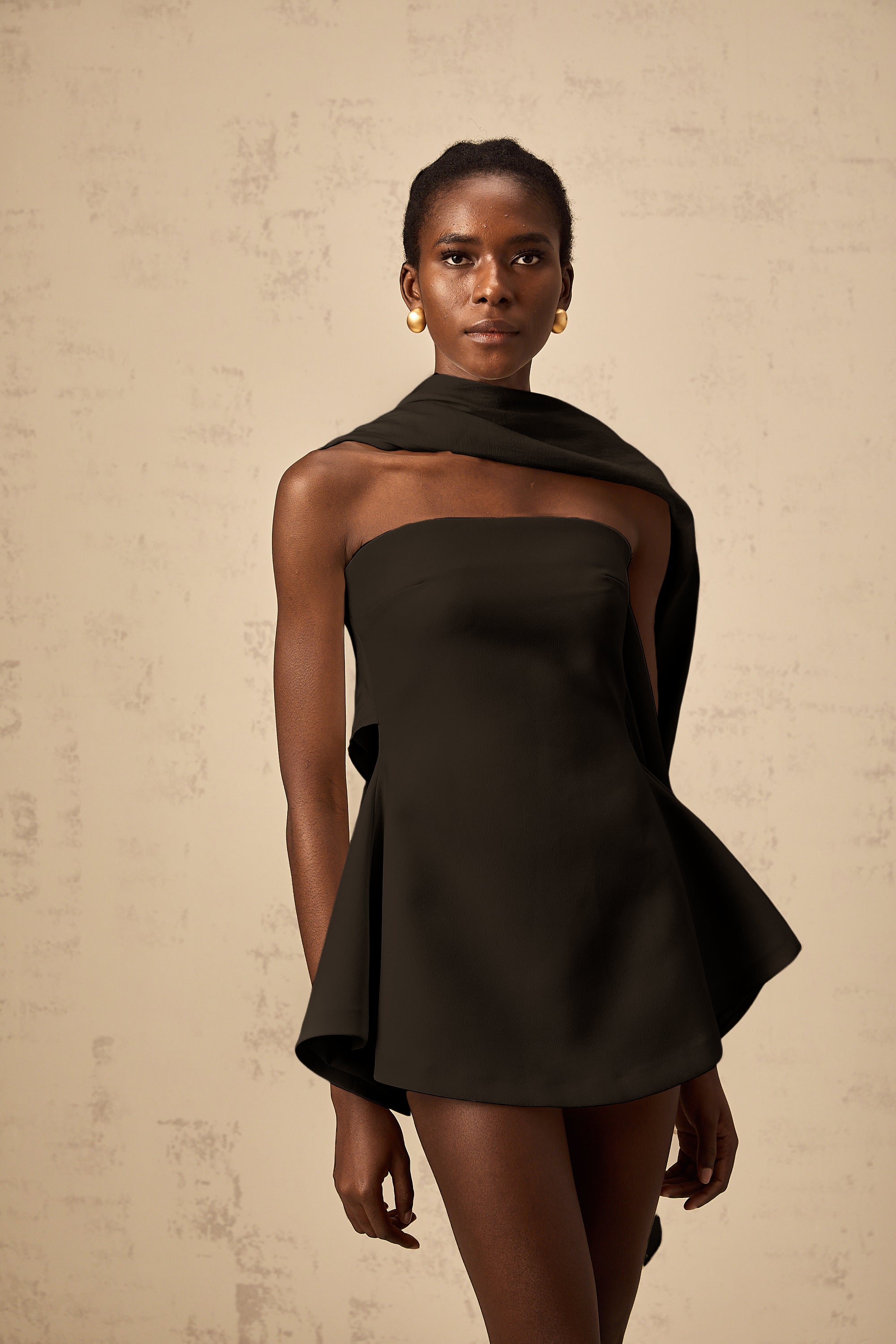 Danaé ribbon-design flared mini dress in Black (Final Sale)