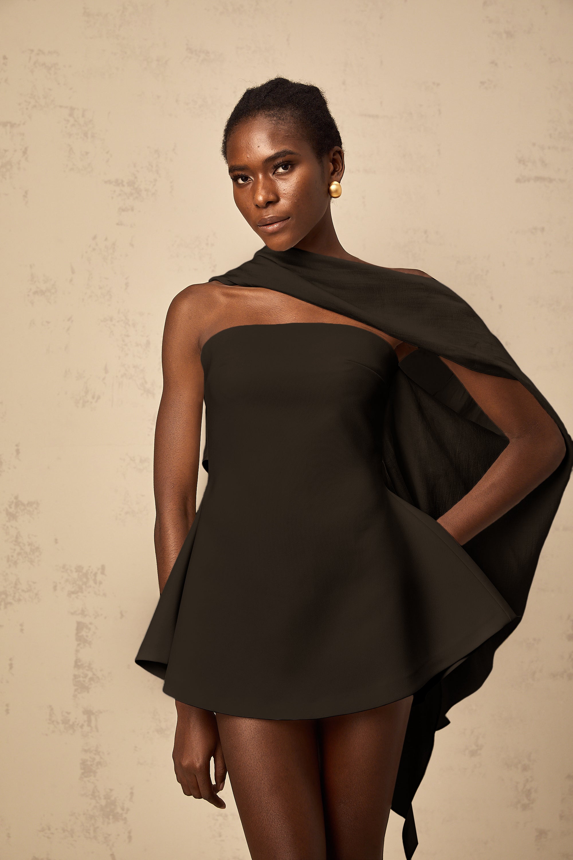 Danaé ribbon-design flared mini dress in Black (Final Sale)