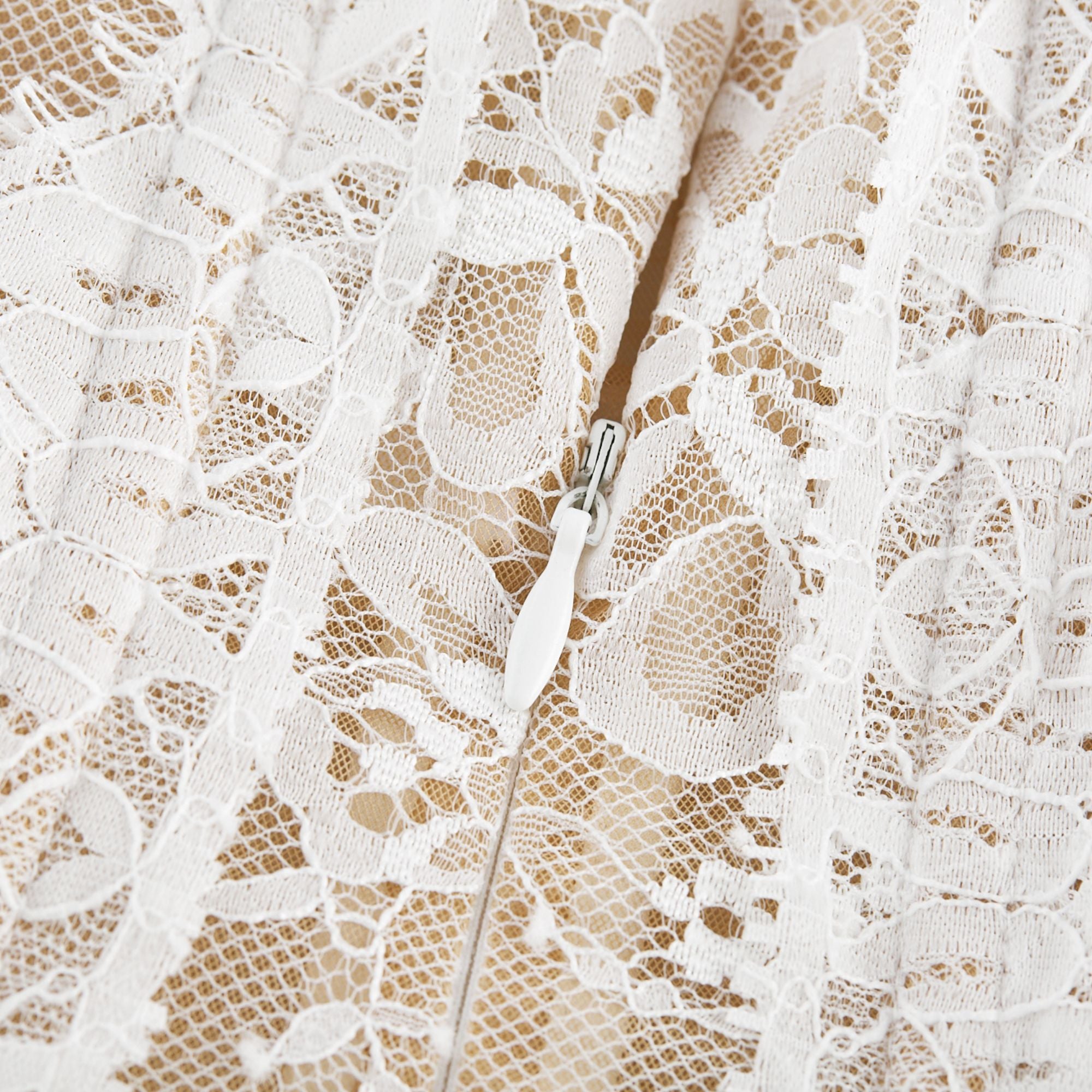 Nadine White Semi-Sheer Mini Dress with Lace Trim