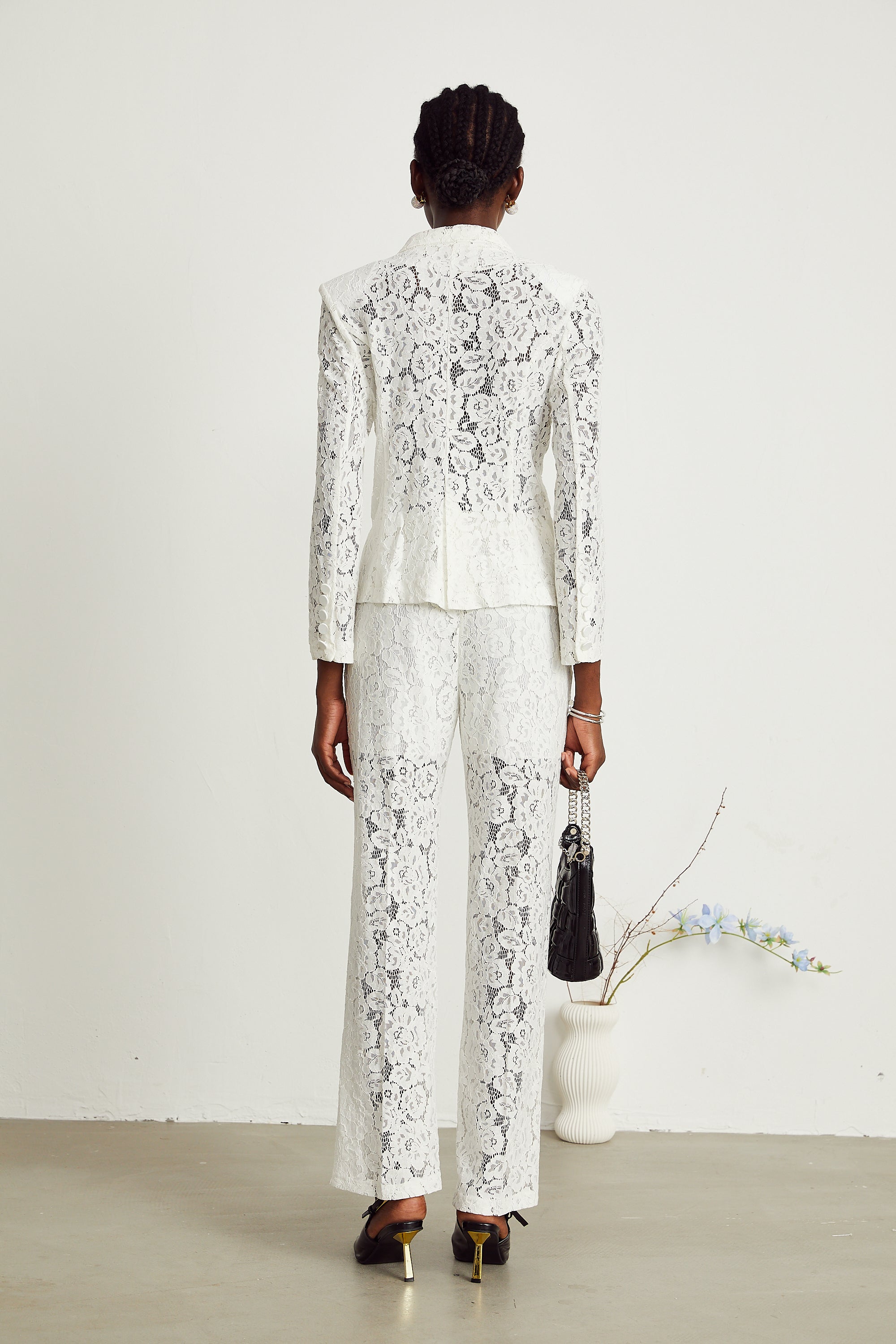 Zoé Sheer Lace Blazer & Trousers Matching Set (Final Sale-US Only)