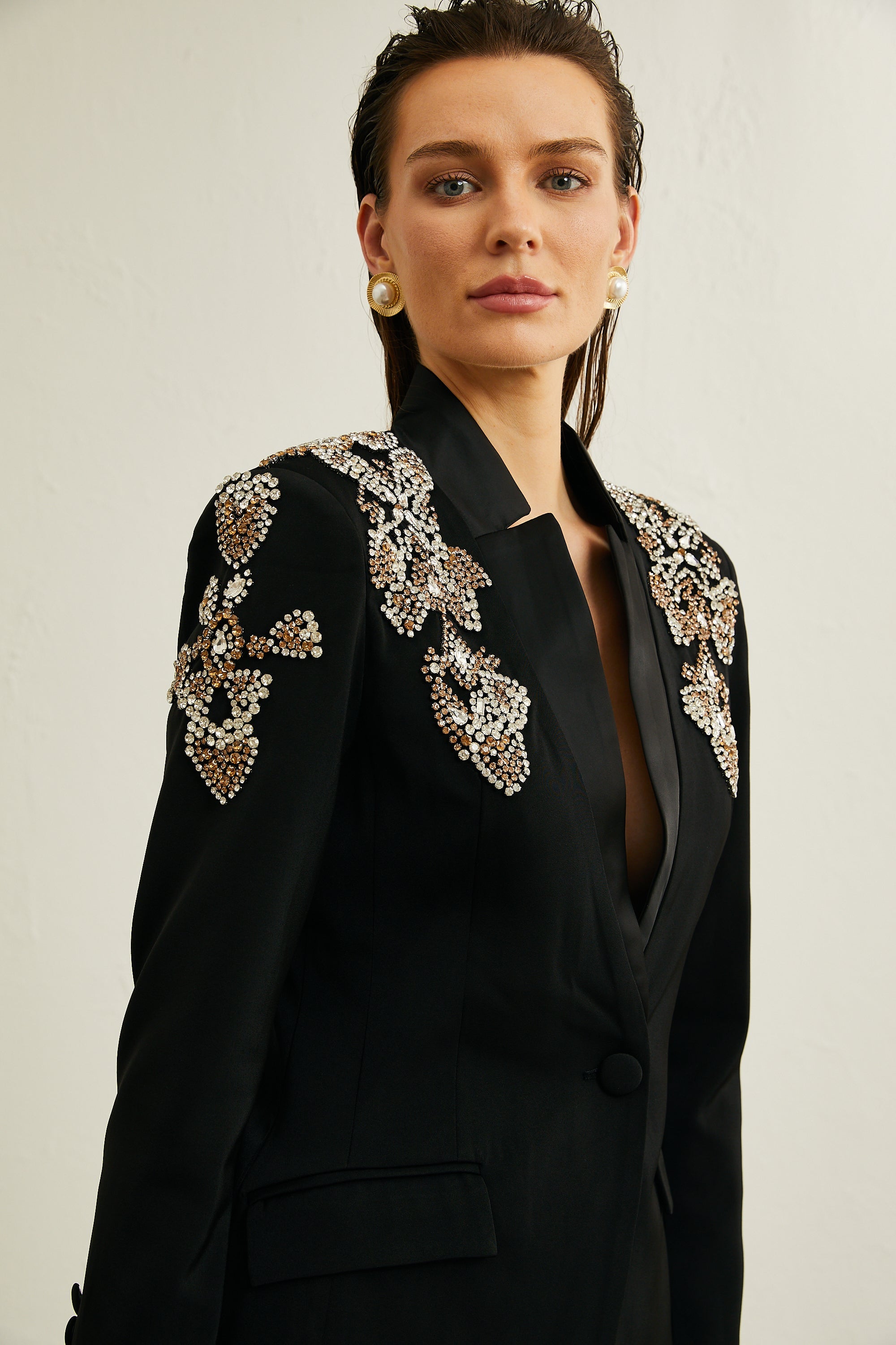 Delphine black embellished jacket & trousers matching set (Final Sale)