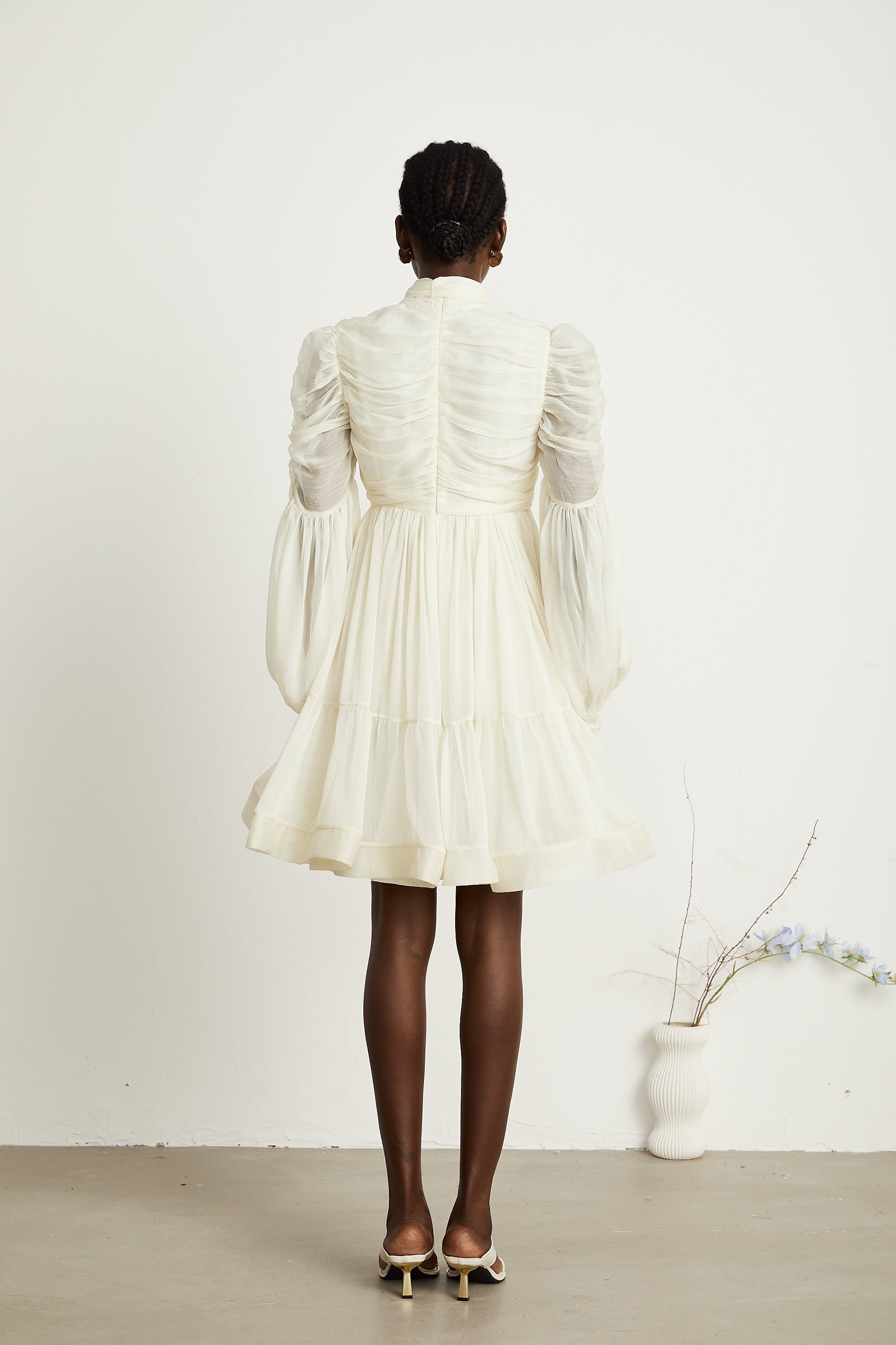 Thibaulte tuck-detail pleated tulle mini dress (Final Sale)