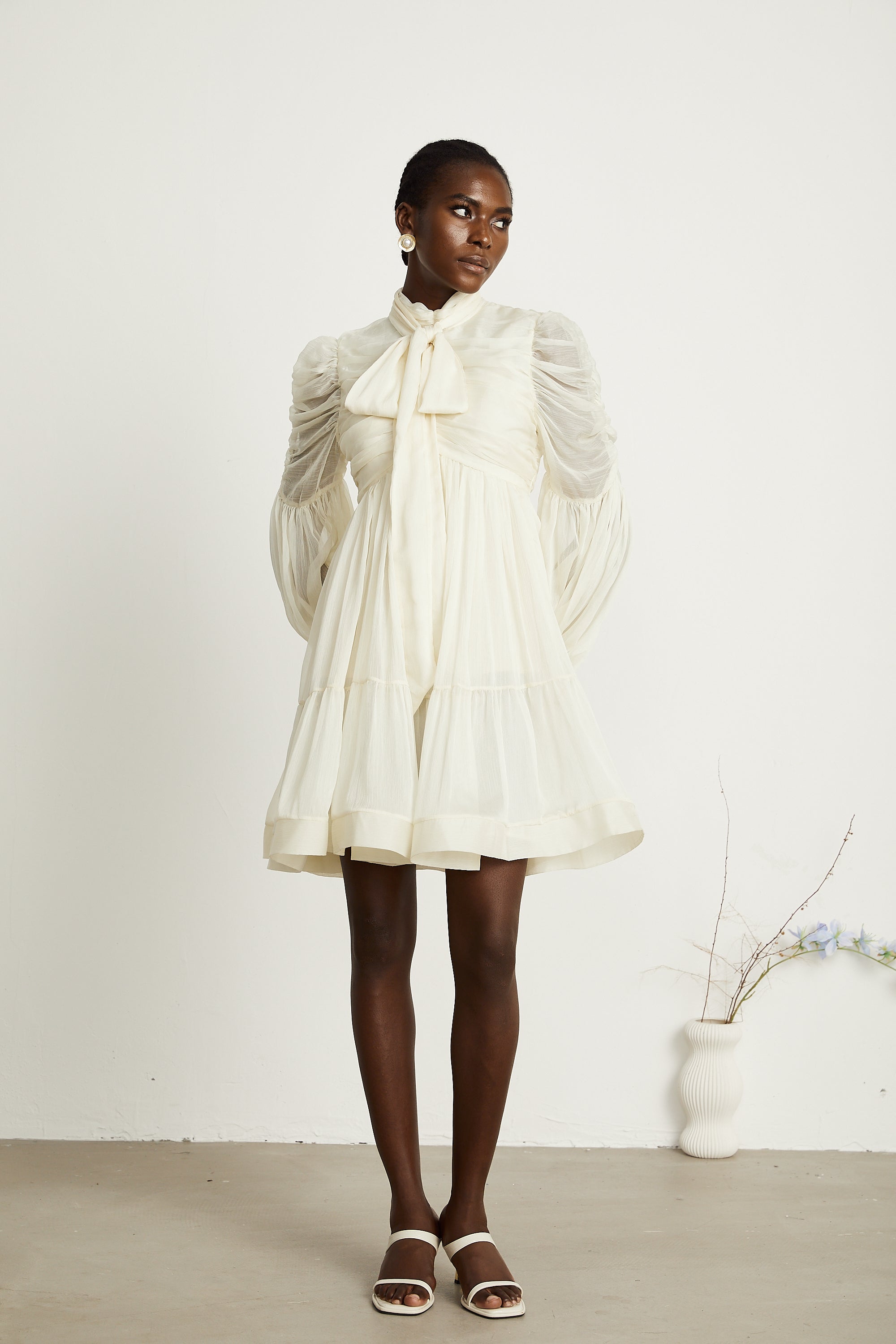 Thibaulte tuck-detail pleated tulle mini dress (Final Sale)