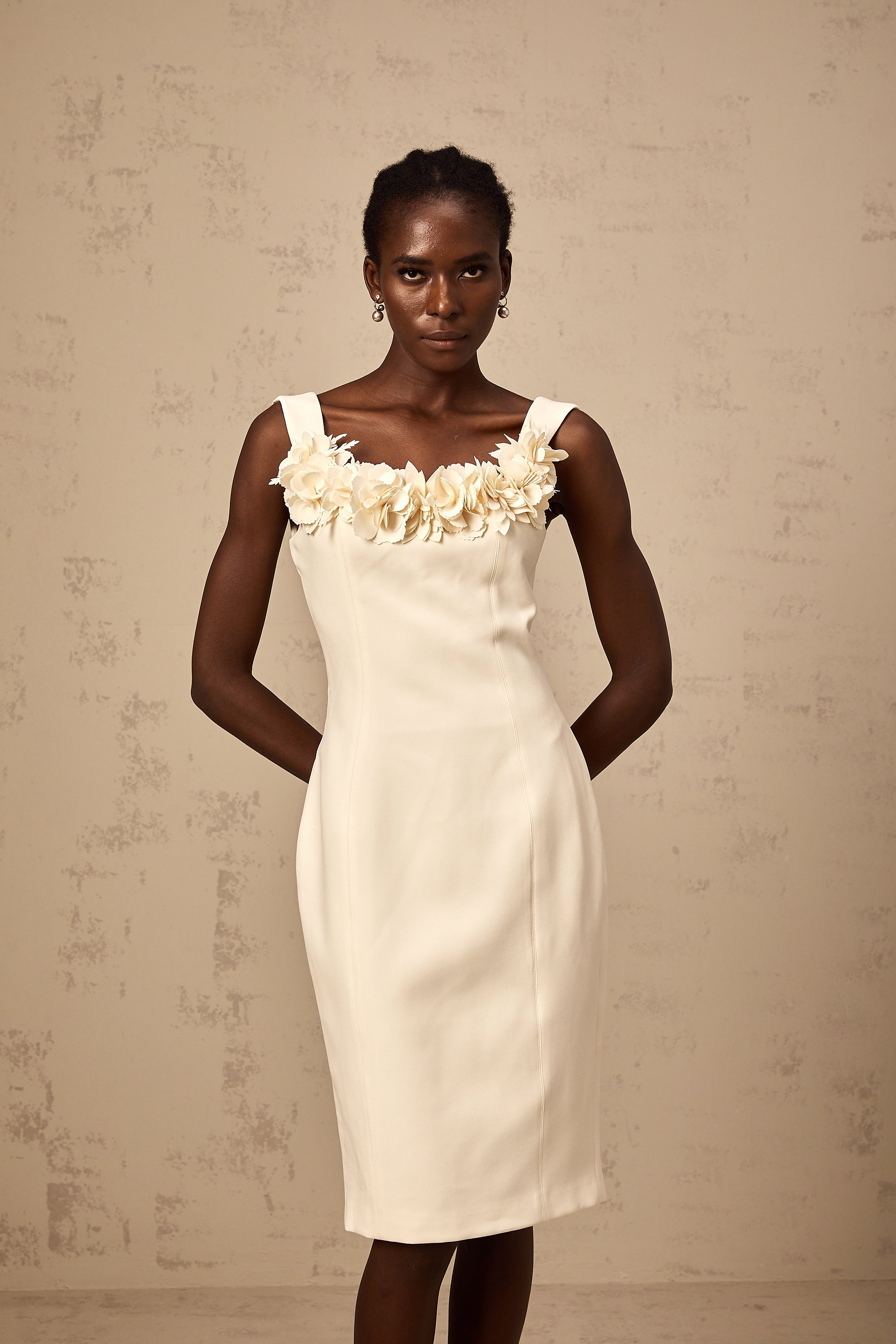 Vérane 3d-petal sleeveless midi dress (Final Sale)