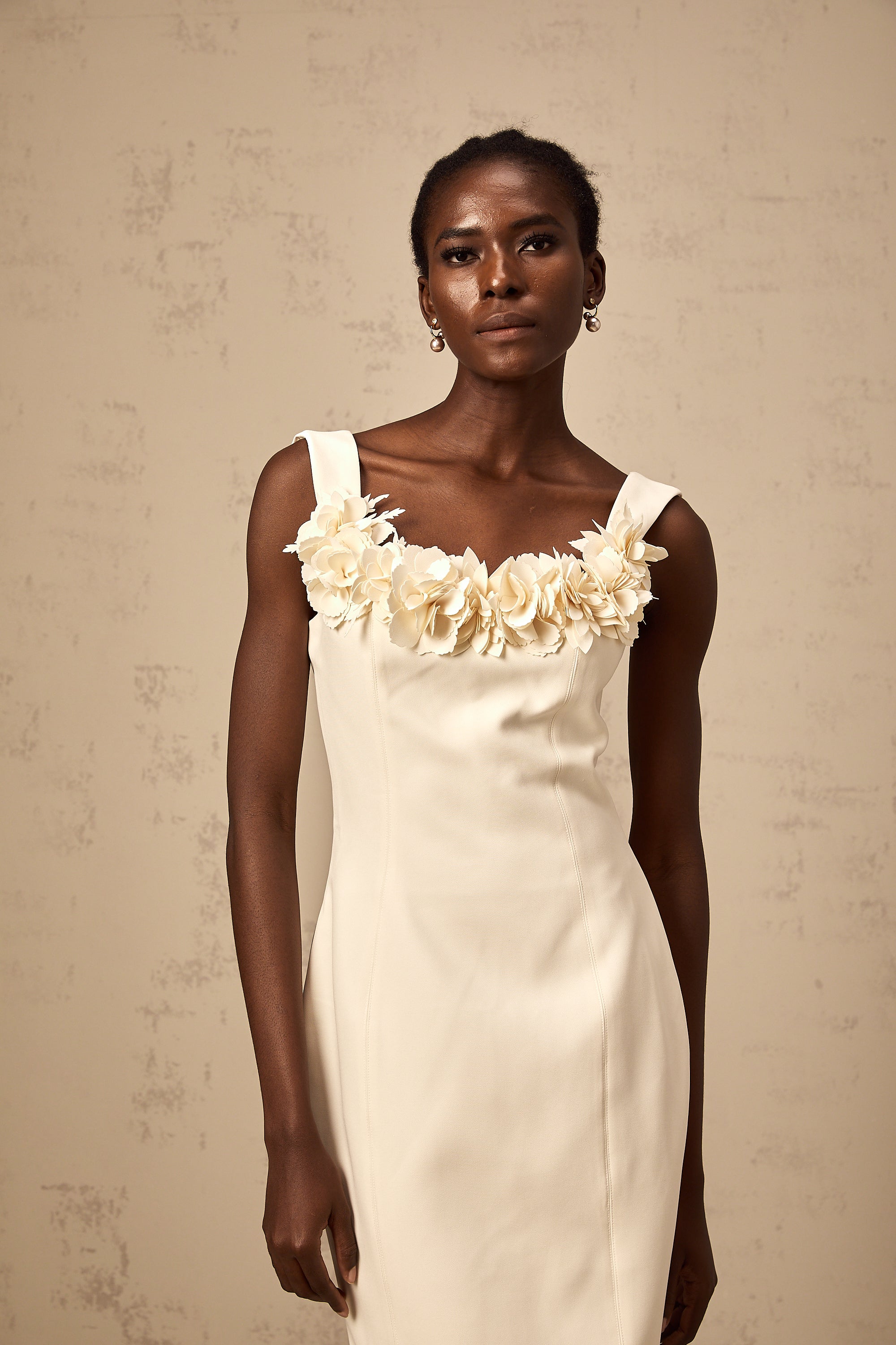 Vérane 3d-petal sleeveless midi dress (Final Sale)