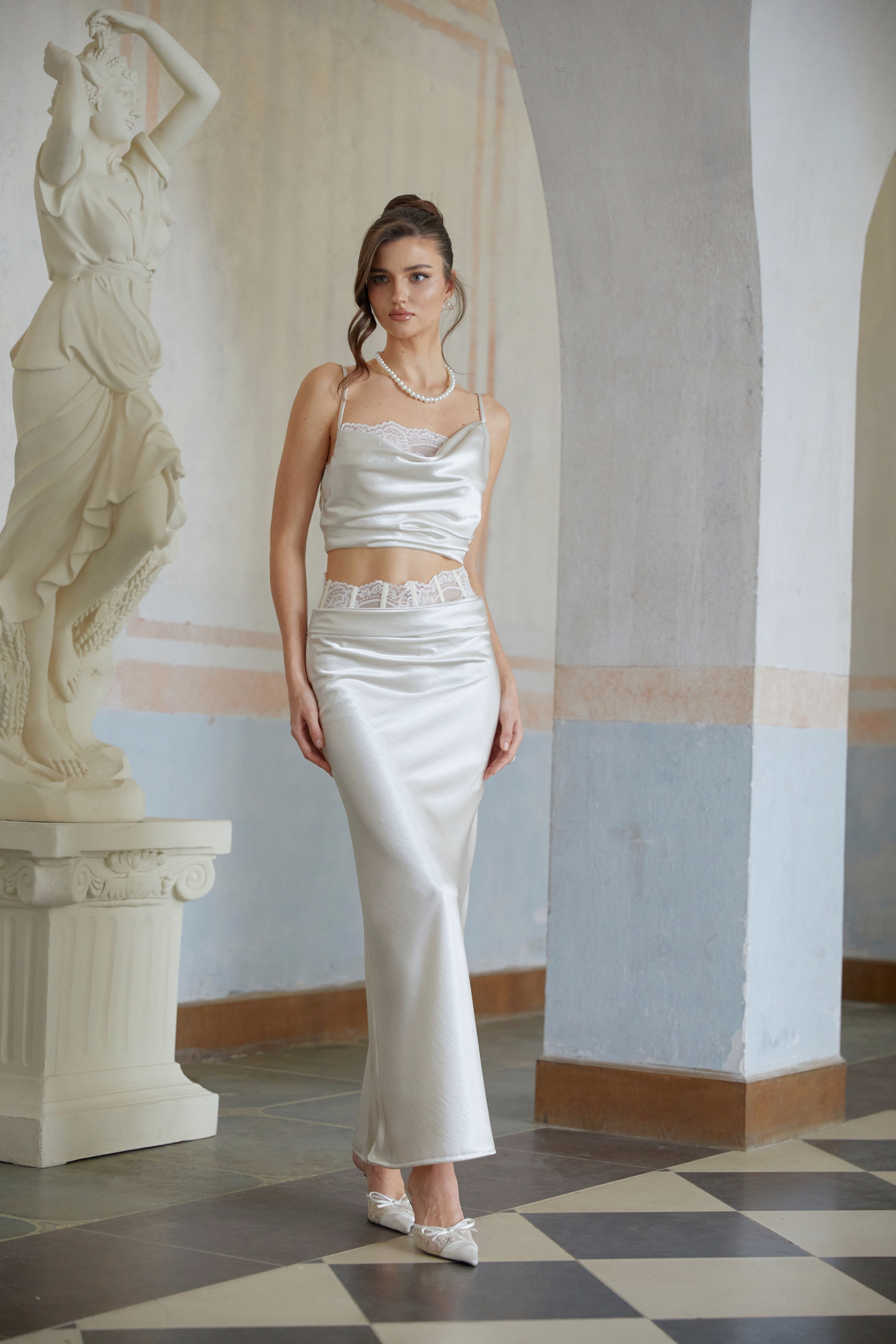 Eeva White Floral Lace Panel Crop Top (Final Sale)