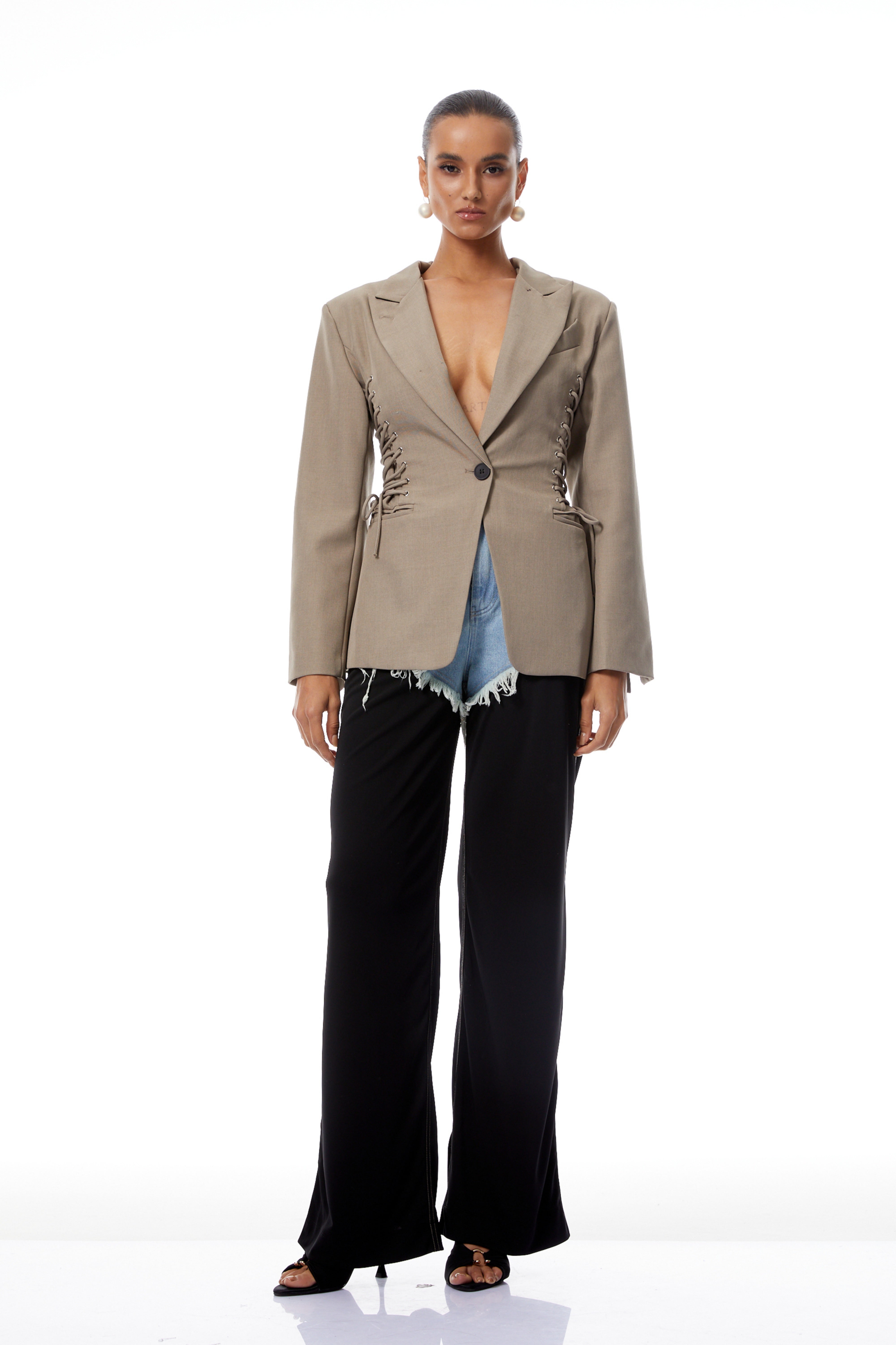 Blazer à simple boutonnage et lacets Éliane Grey