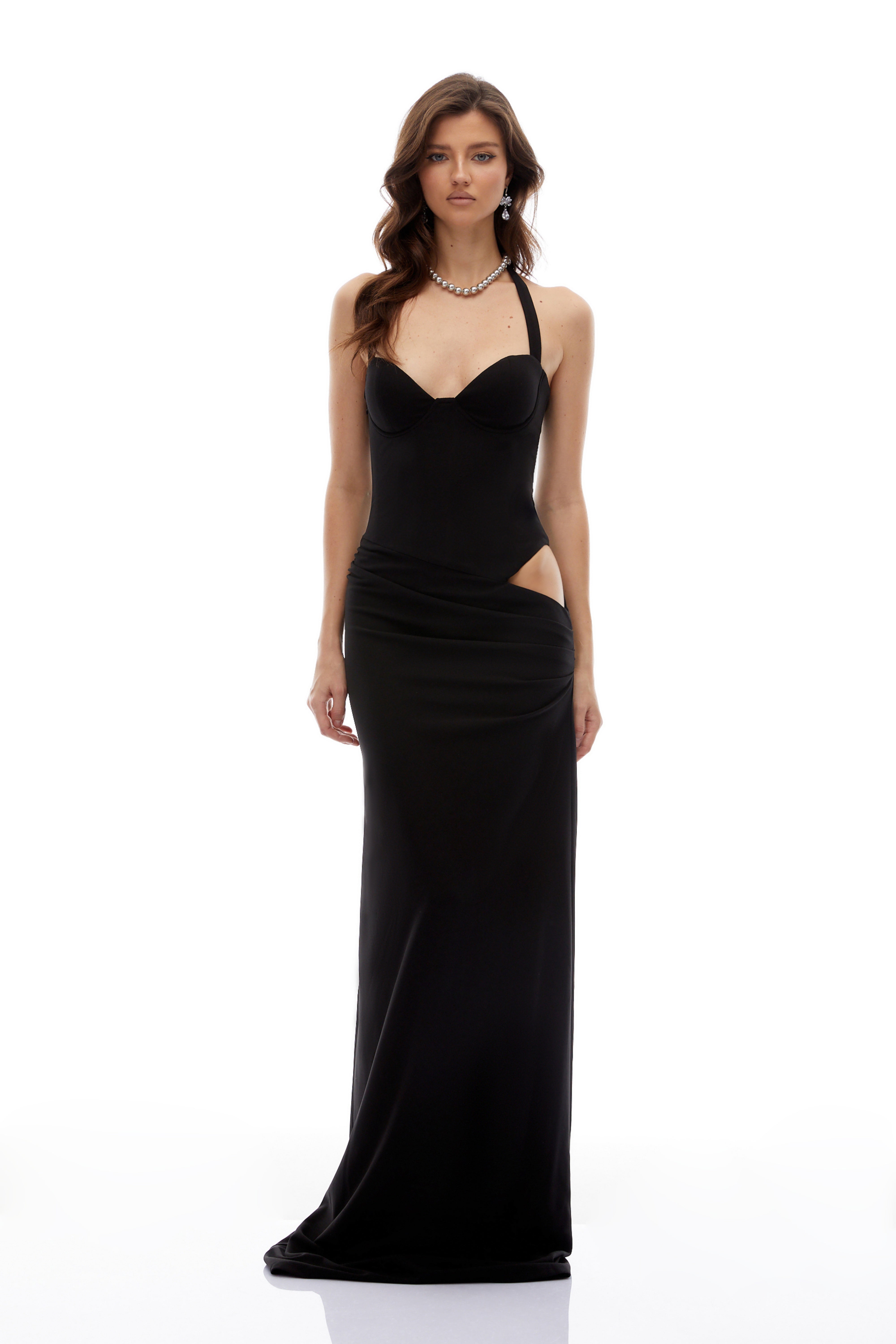 Kaelin Black Halterneck Cut Out  Maxi Dress (Final Sale)