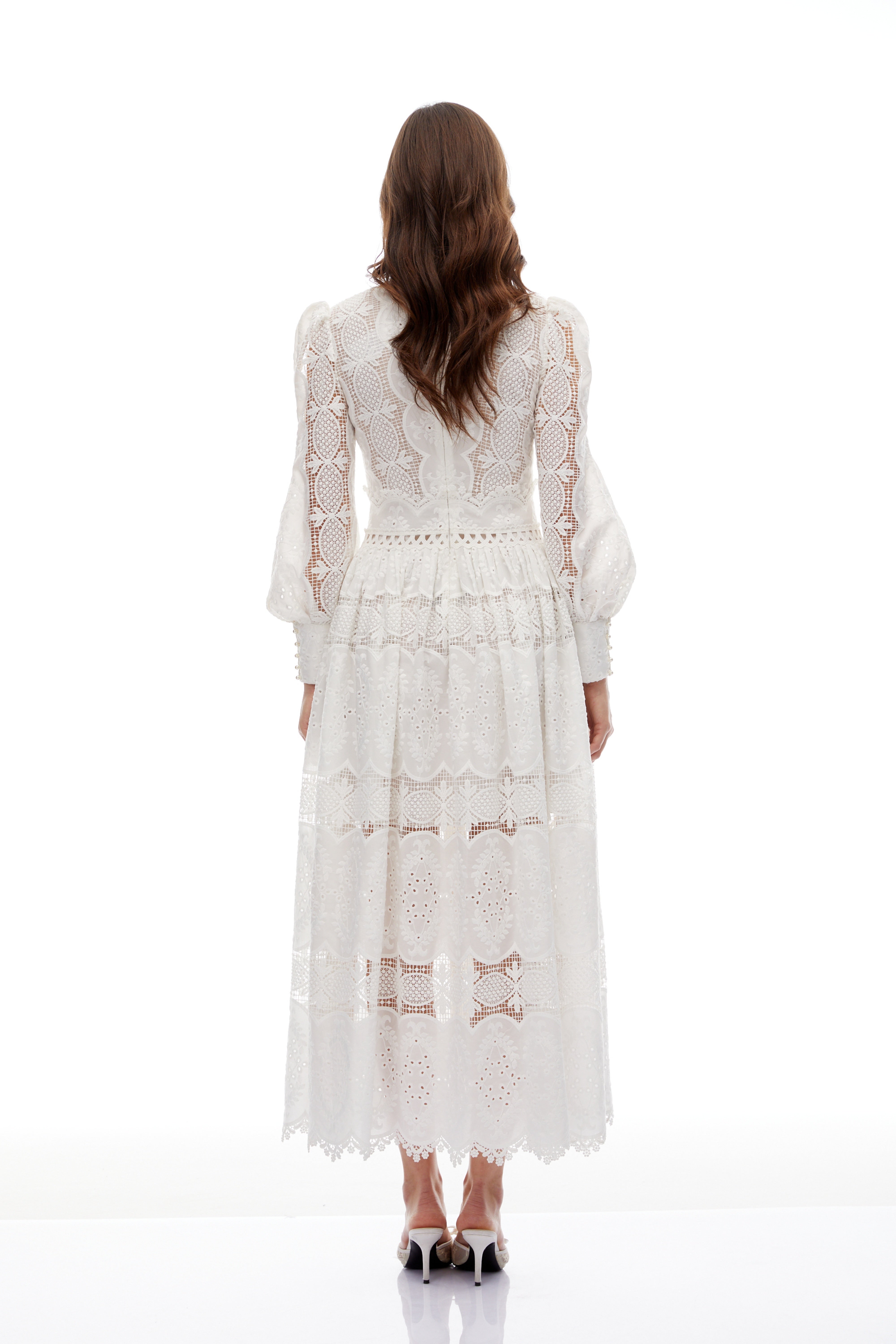 Synne White Lace Overlay Midi Dress (Final Sale)