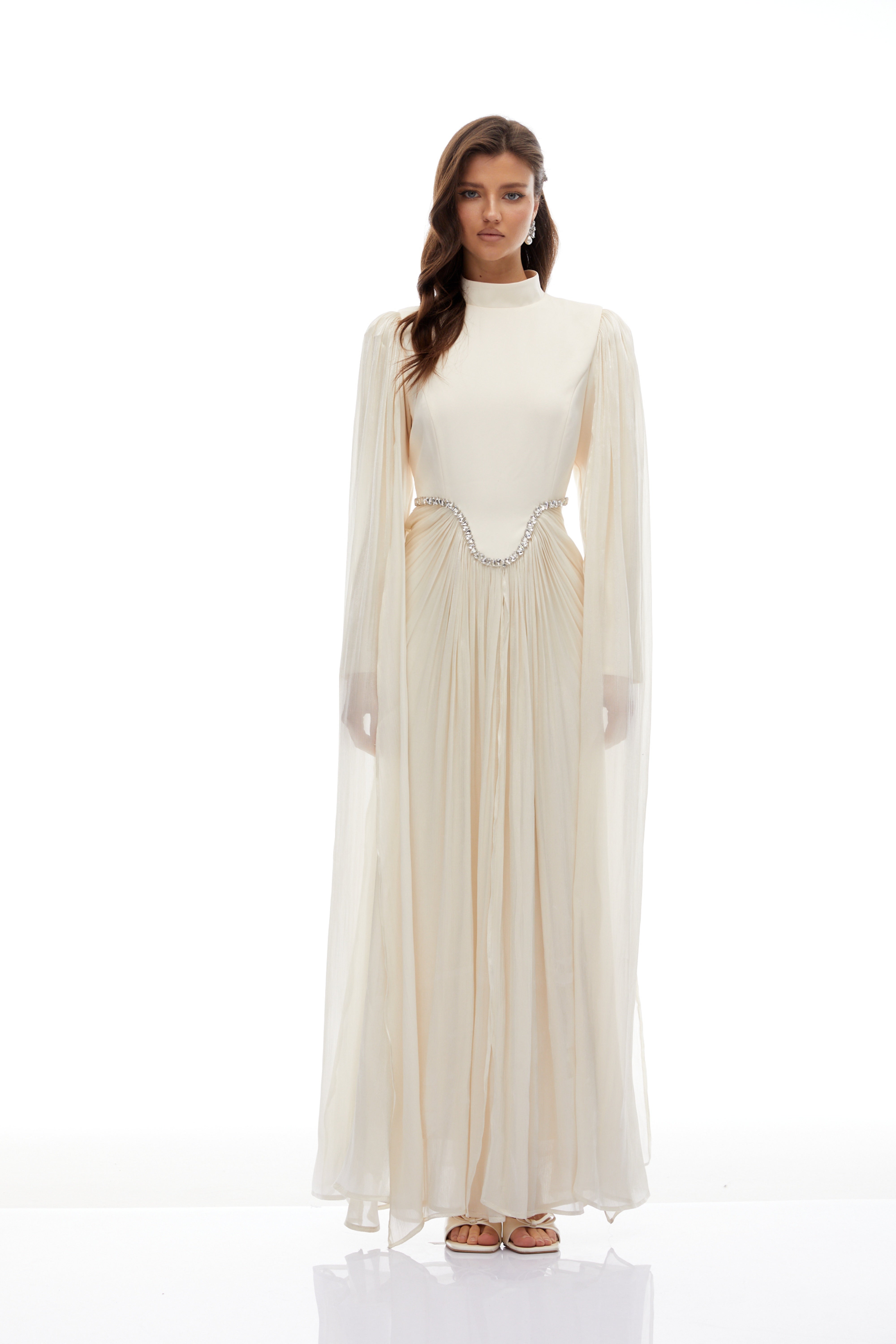 Andrine White Crystal Embellished Maxi Dress (Final Sale-US Only)