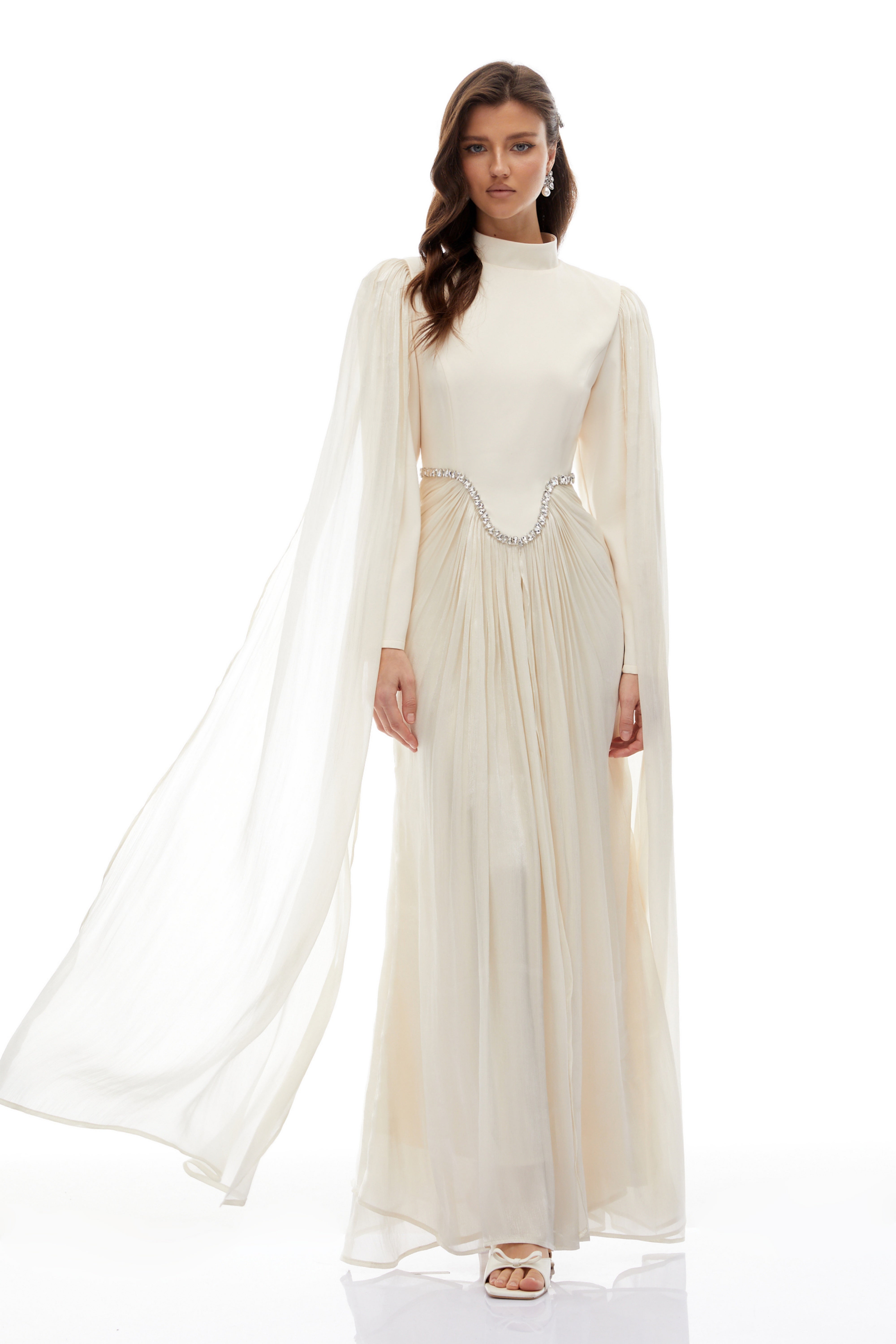 Andrine White Crystal Embellished Maxi Dress (Final Sale-US Only)