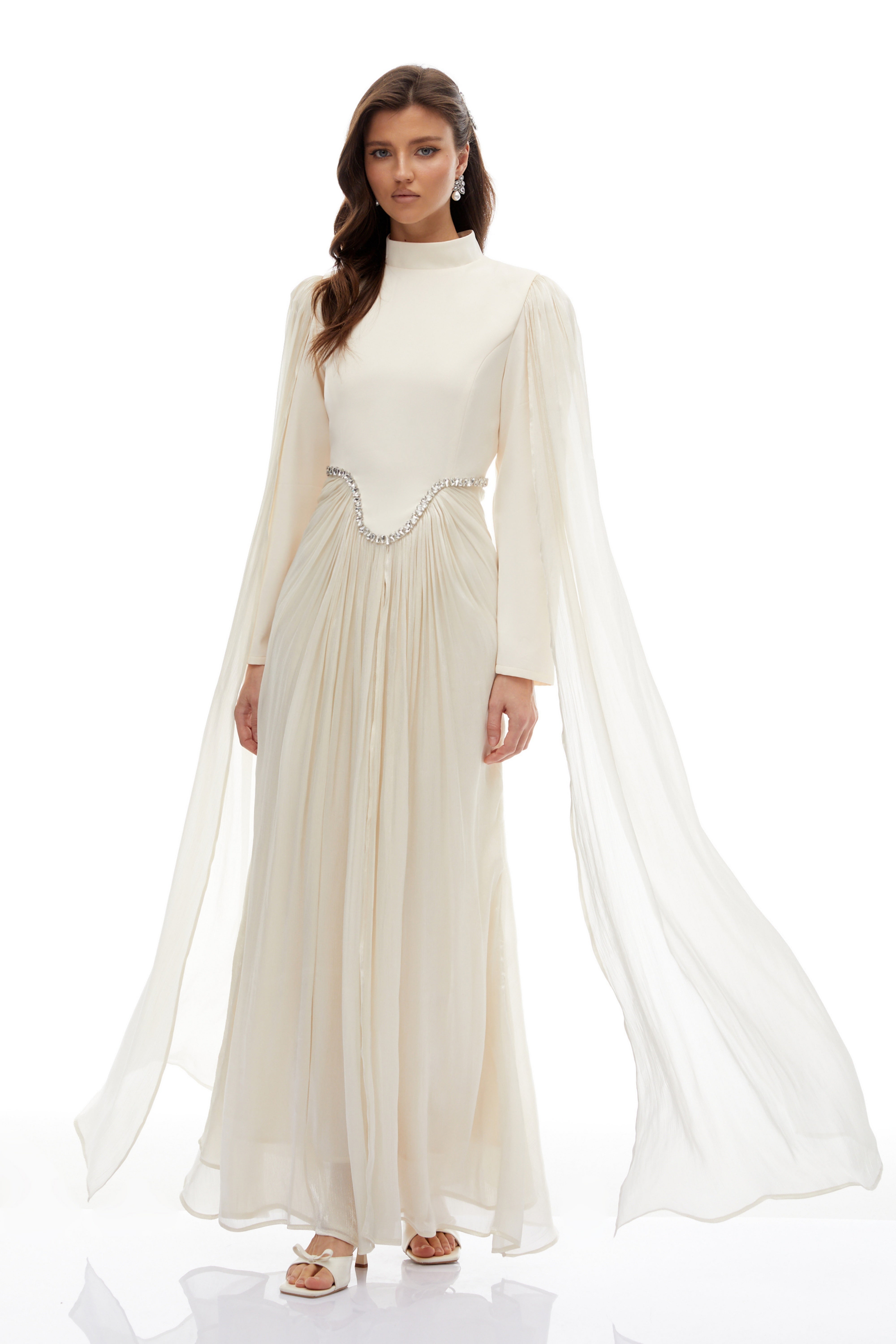 Andrine White Crystal Embellished Maxi Dress (Final Sale-US Only)