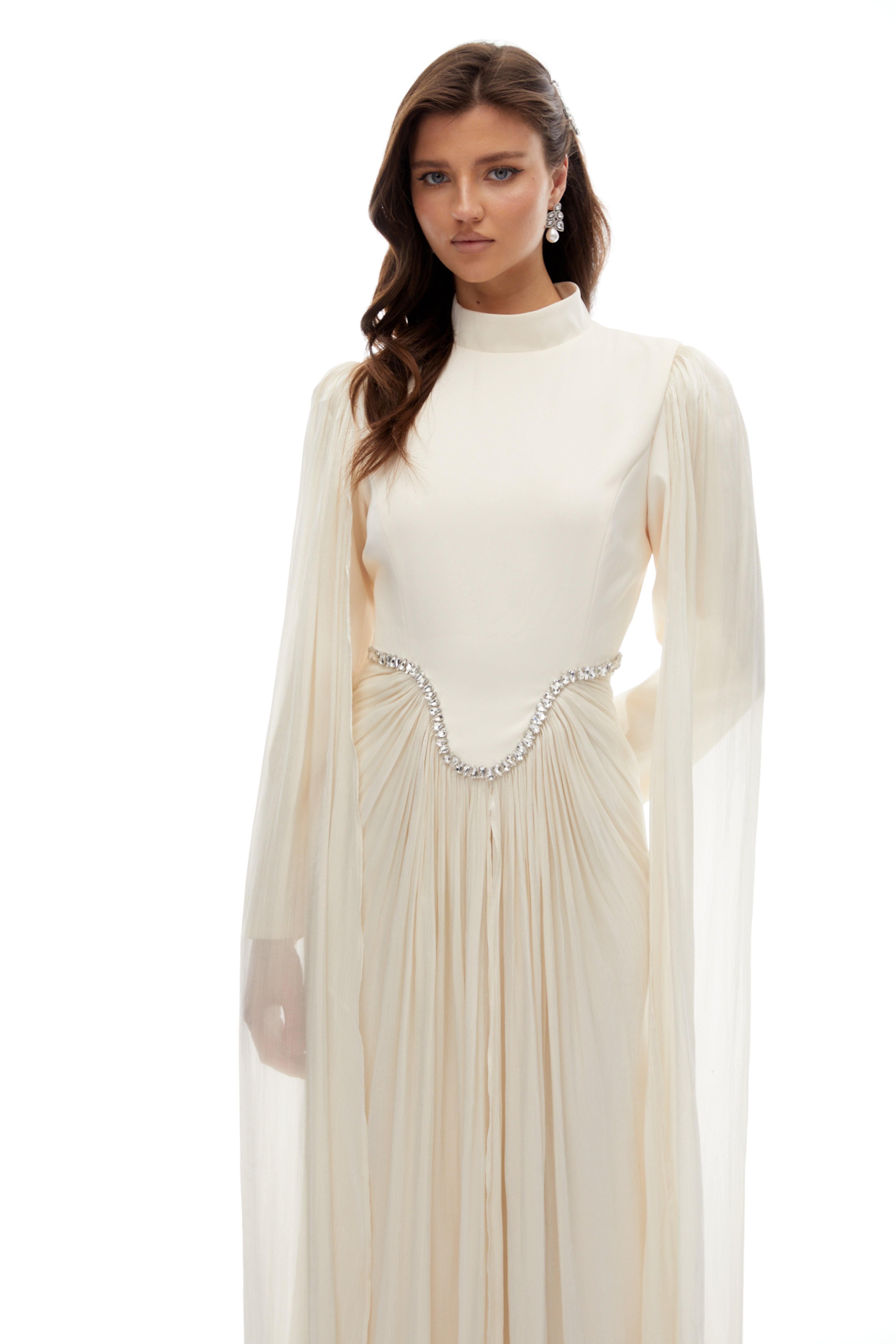 Andrine White Crystal Embellished Maxi Dress (Final Sale-US Only)